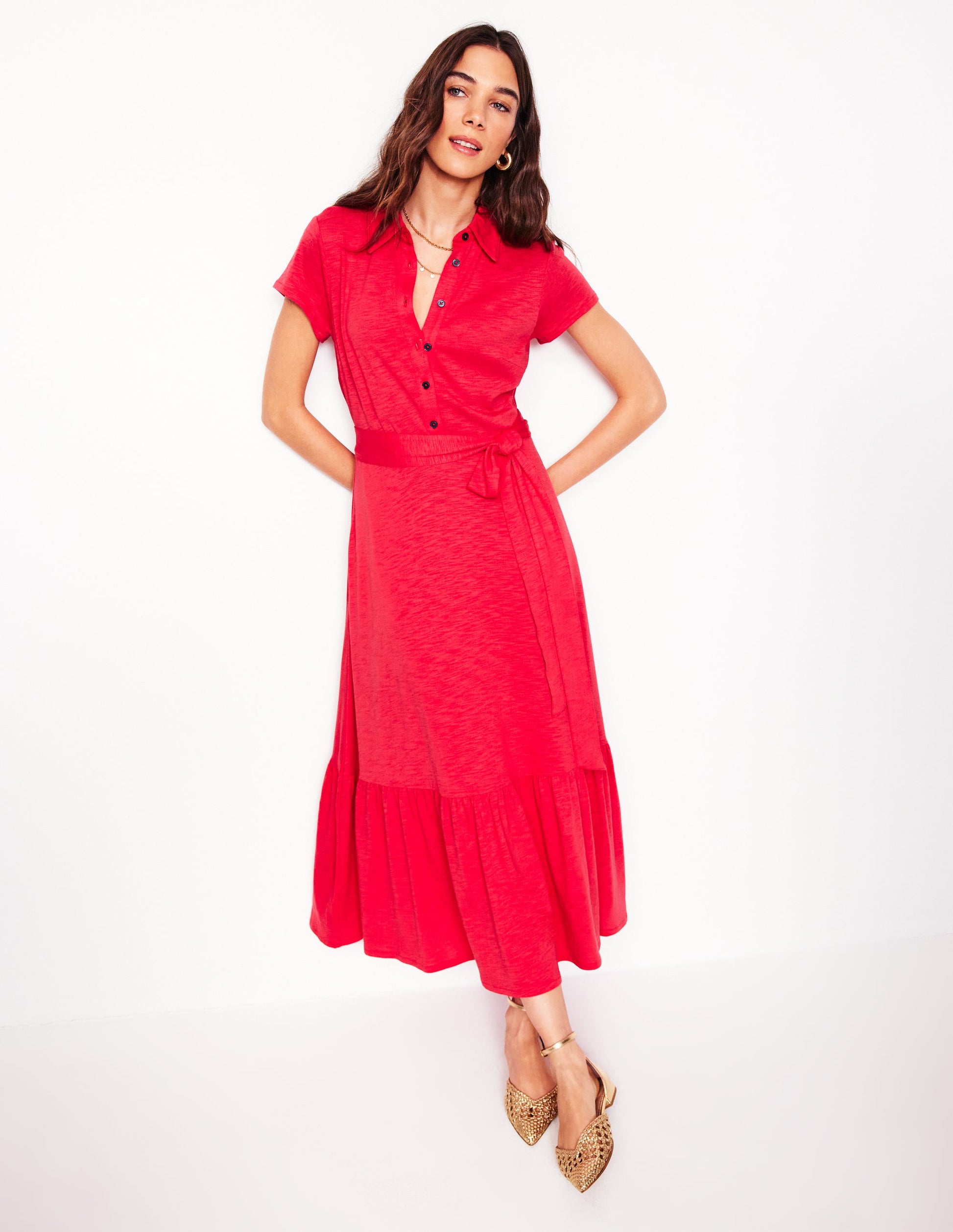 Cressida Jersey Shirt Dress-Jewel Red | Boden AU Cressida Jersey Shirt Dress-Jewel Red | Boden AU
