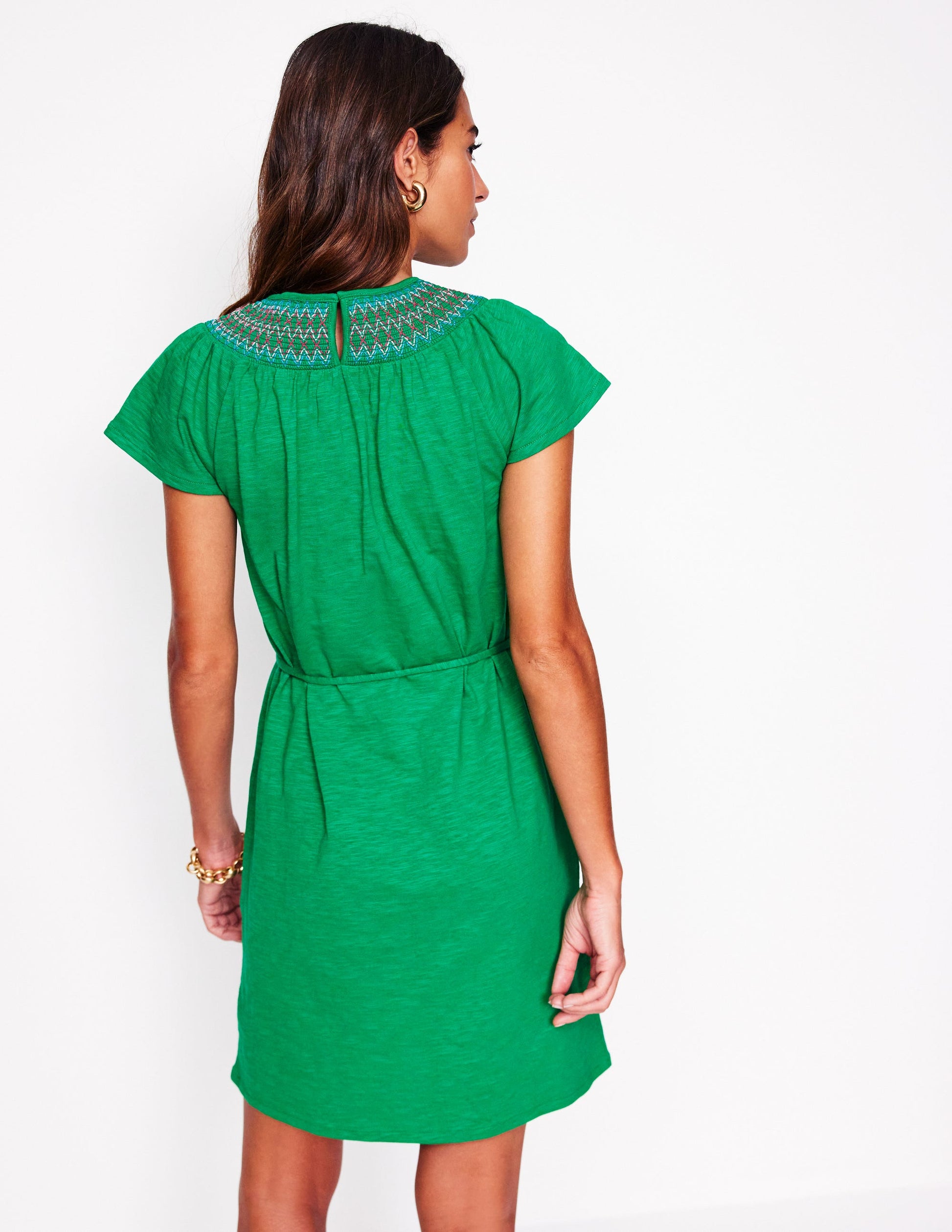 Nina Smocked T-Shirt Dress-Rich Emerald Nina Smocked T-Shirt Dress-Rich Emerald