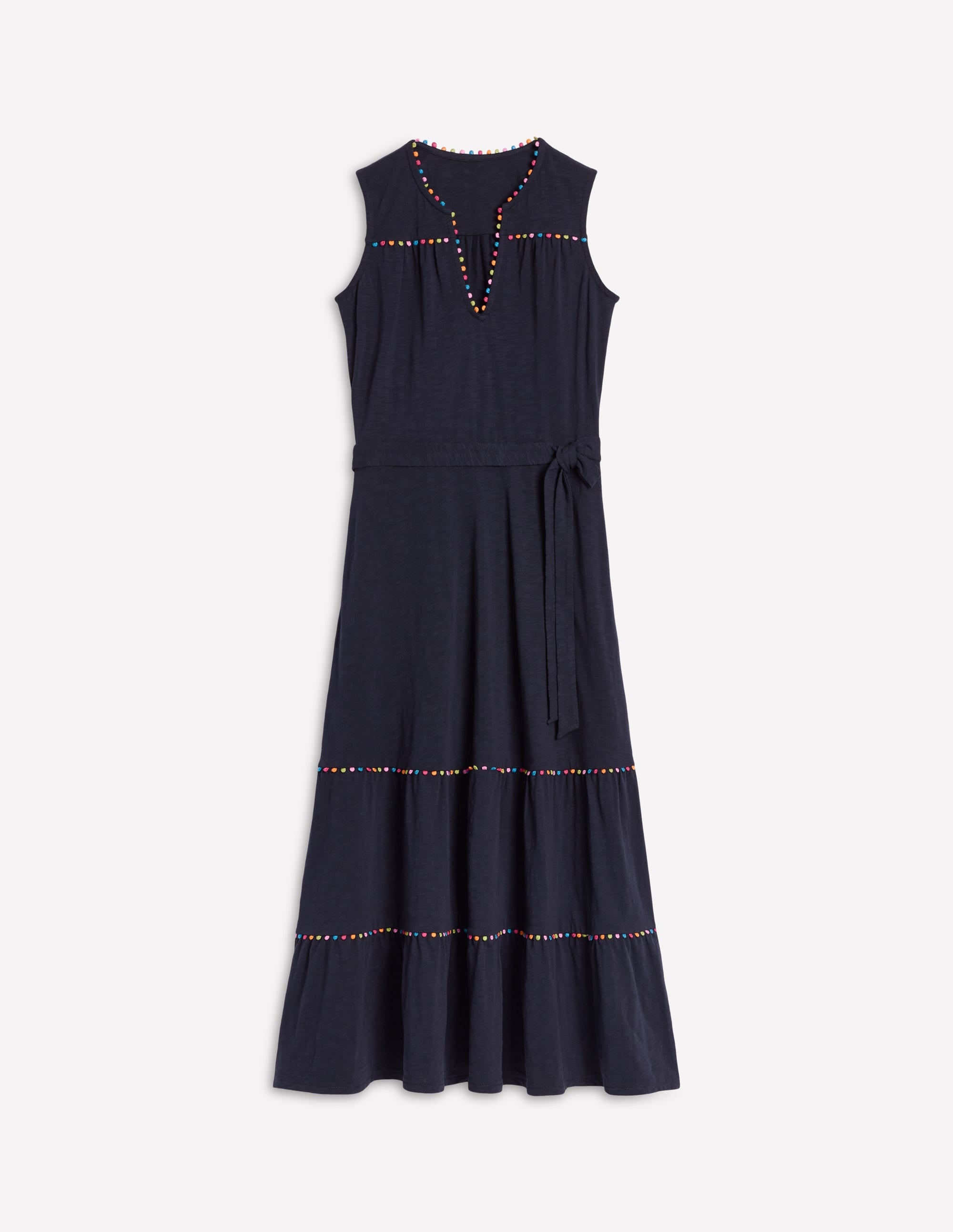 Tara Trim Tiered Jersey Dress-Navy - Image 6