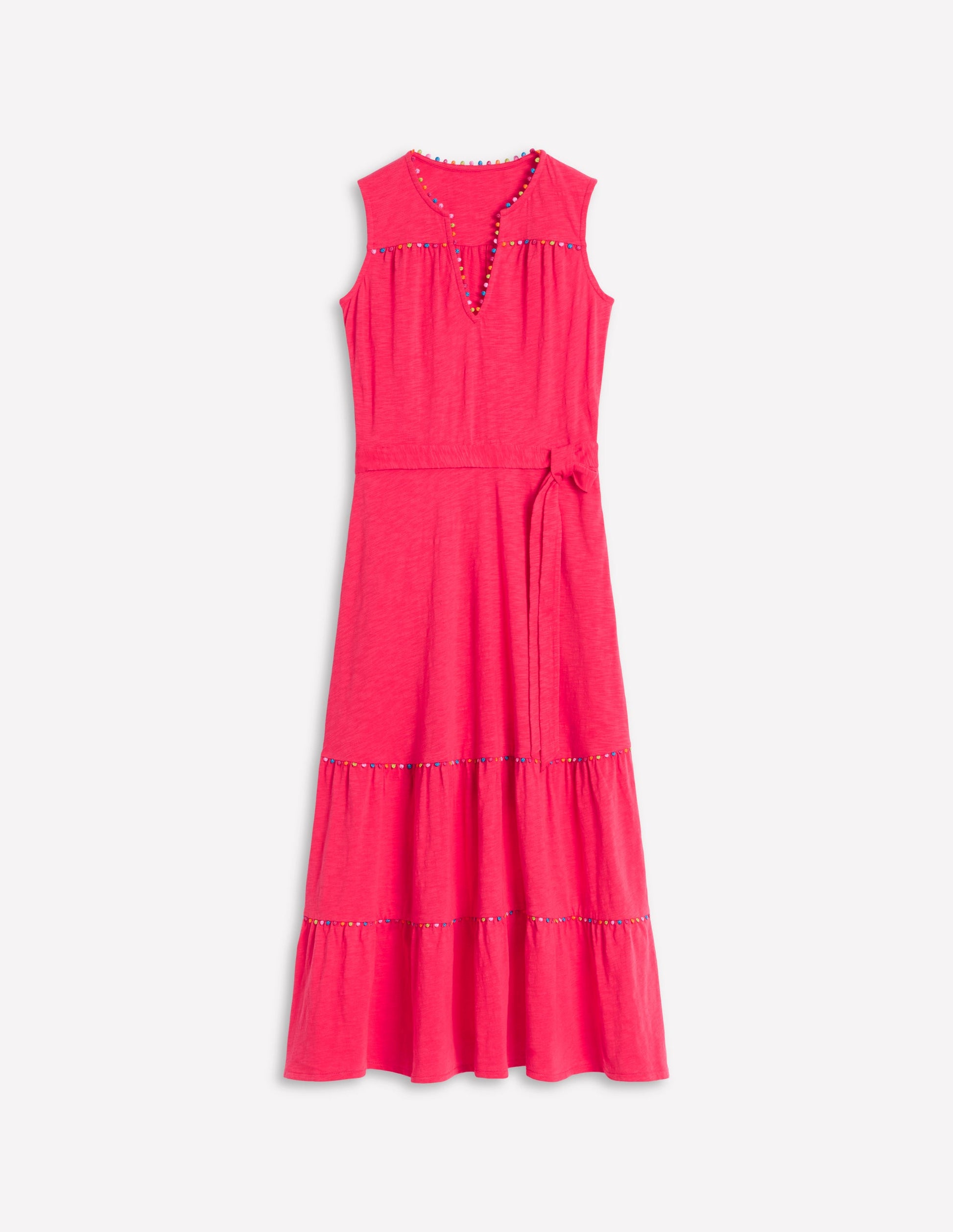 Tara Trim Tiered Jersey Dress-Camelia Pink | Boden AU Tara Trim Tiered Jersey Dress-Camelia Pink | Boden AU