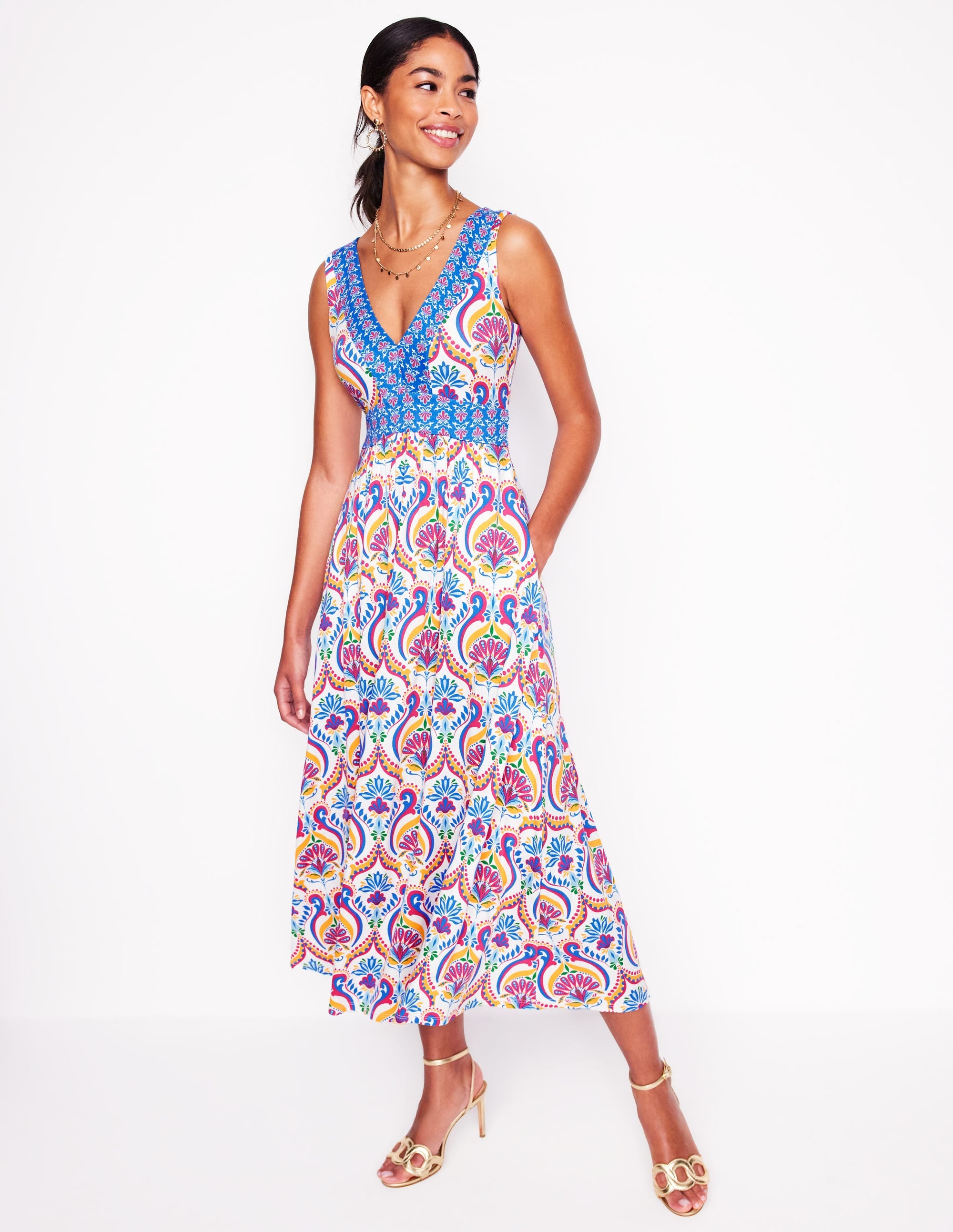 Olympia Jersey Maxi Dress-Multi, Ornamental Floral - Image 1