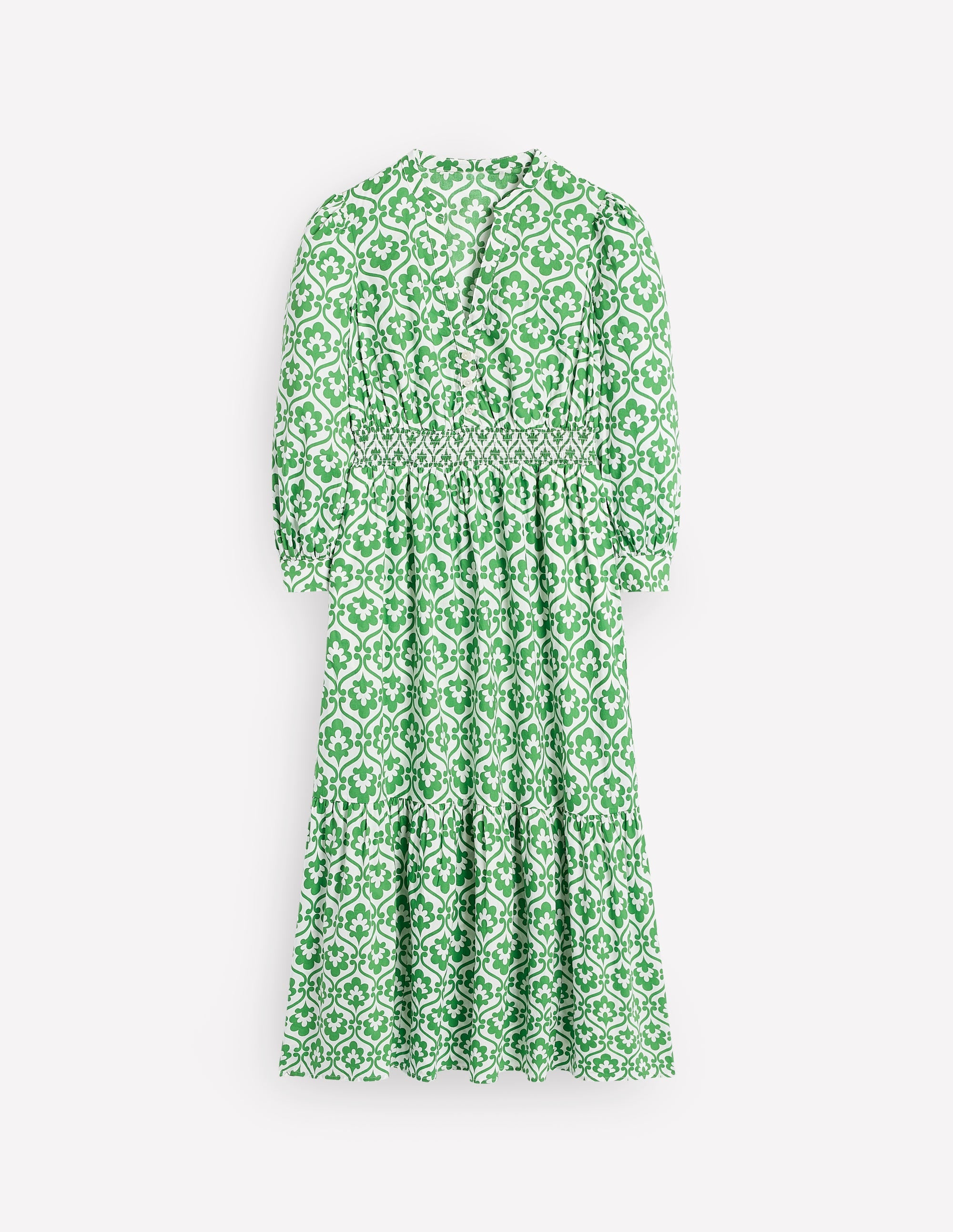 Elena Tiered Cotton Midi Dress-Paradise Green, Ivy Trellis - Image 7