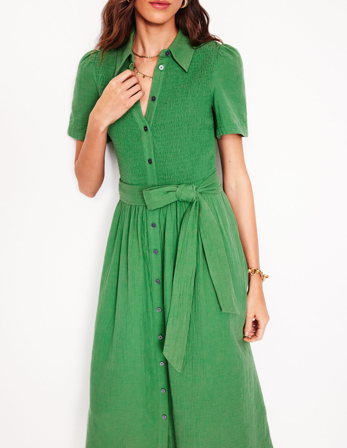 Amber Double Cloth Midi Dress-Paradise Green - Image 2