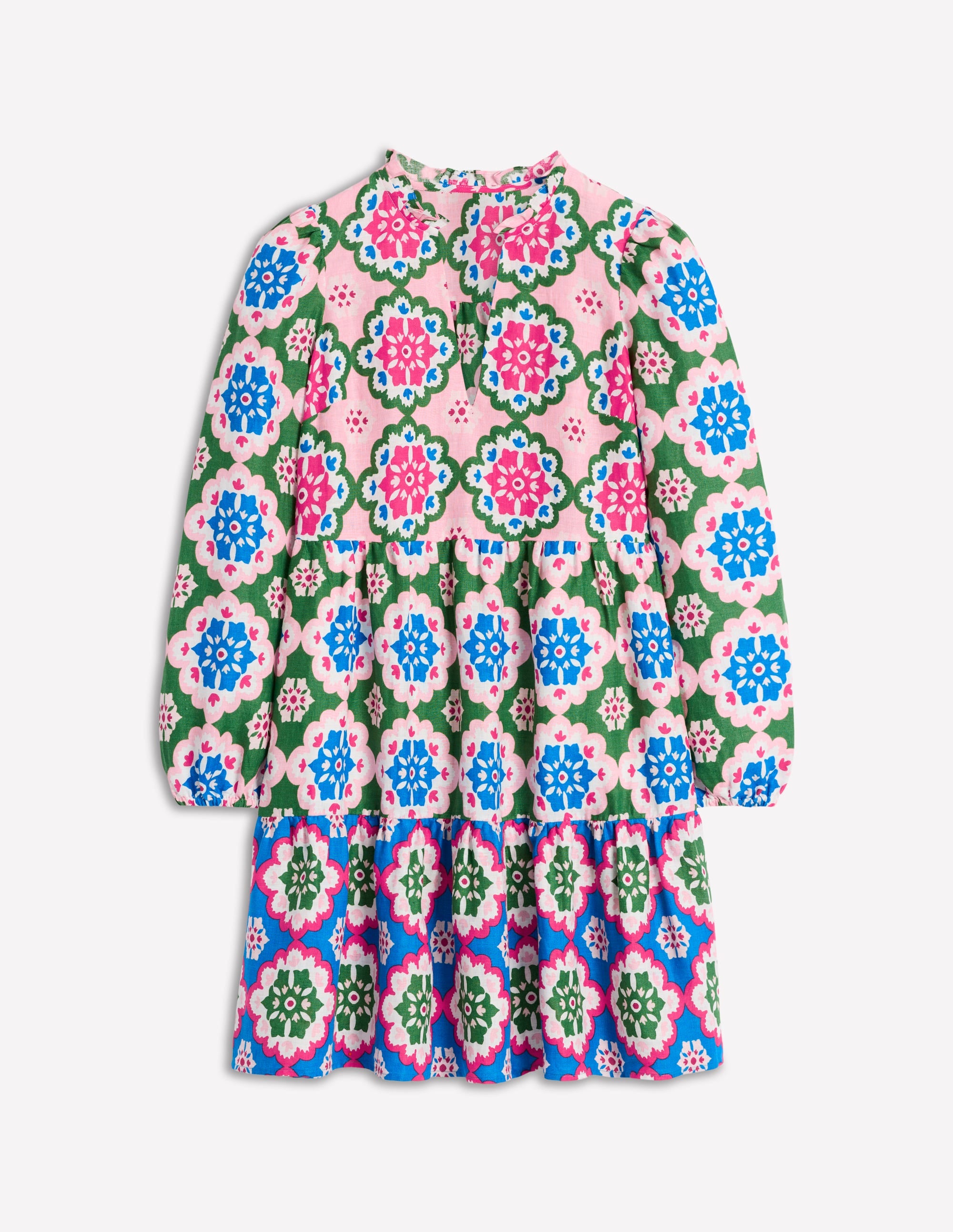 Esme Linen Mini Dress-Multi, Bloom Geo - Image 6
