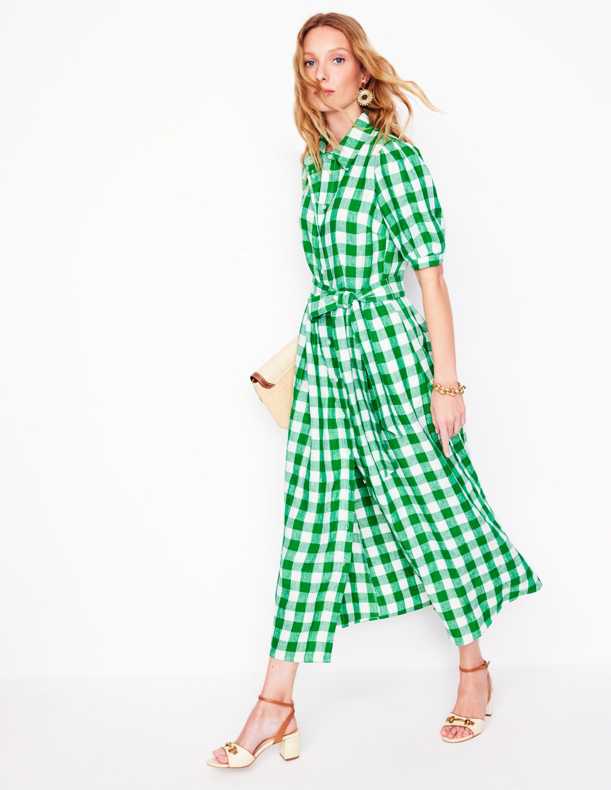 Alexa Linen Maxi Shirt Dress-Rich Emerald Gingham | Boden UK Alexa Linen Maxi Shirt Dress-Rich Emerald Gingham | Boden UK