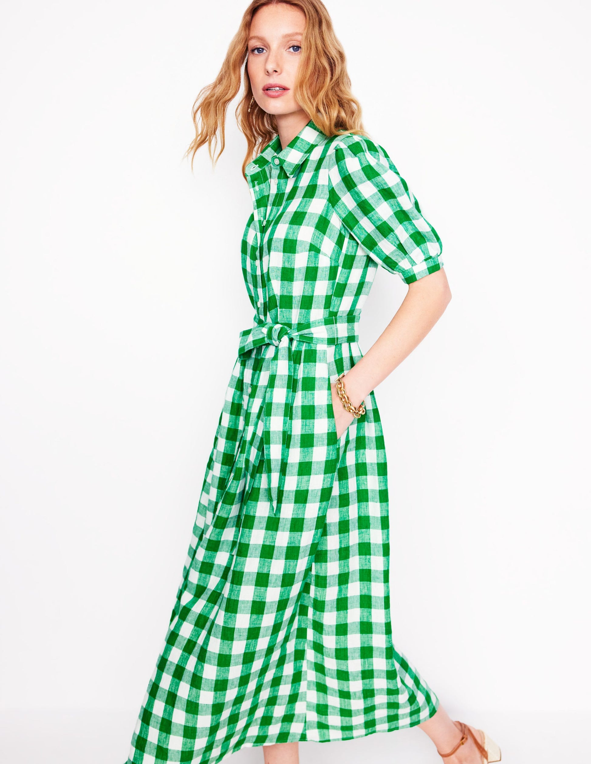 Alexa Linen Maxi Shirt Dress-Rich Emerald Gingham | Boden UK Alexa Linen Maxi Shirt Dress-Rich Emerald Gingham | Boden UK