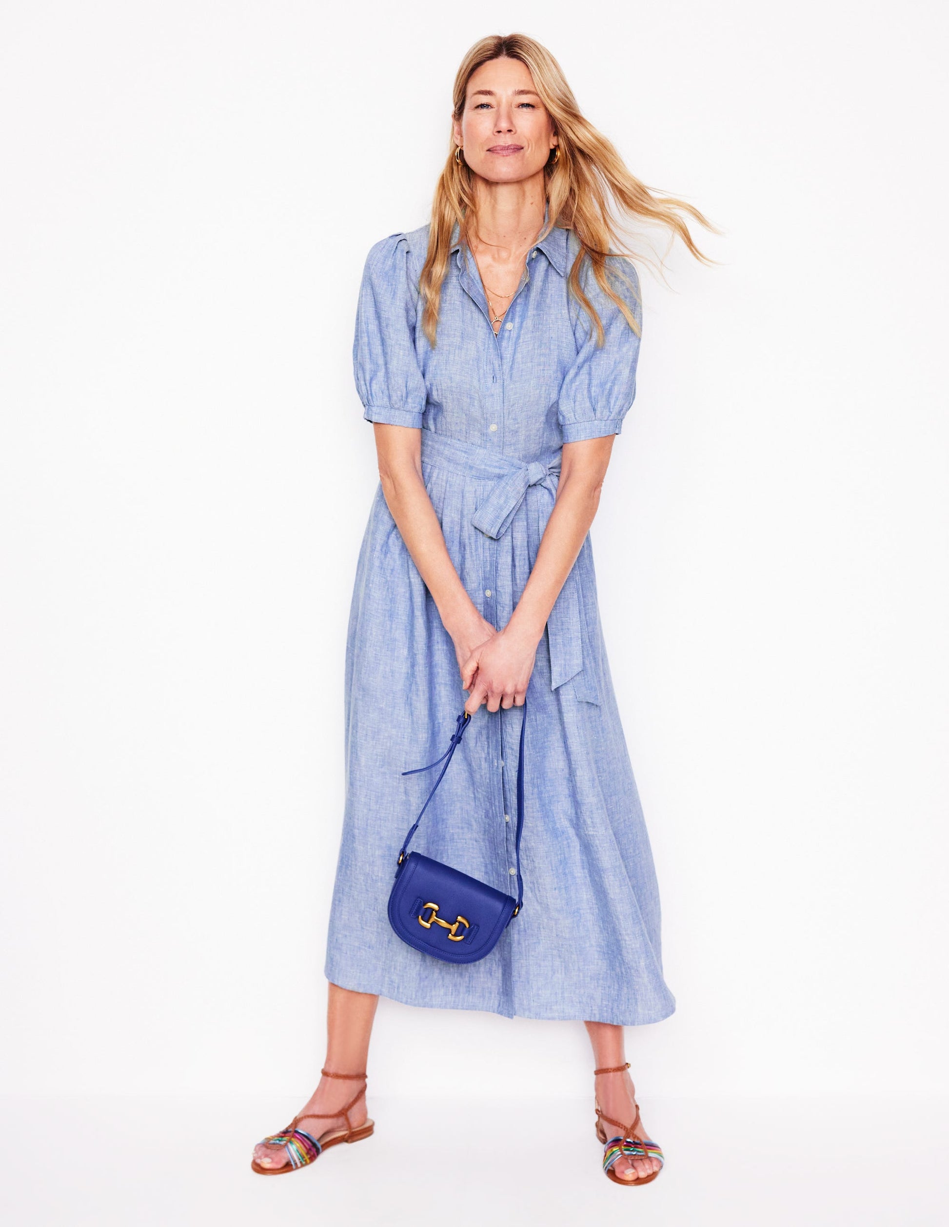 alexa maxi shirt dress Alexa Linen Maxi Shirt Dress - Grey Blue Chambray