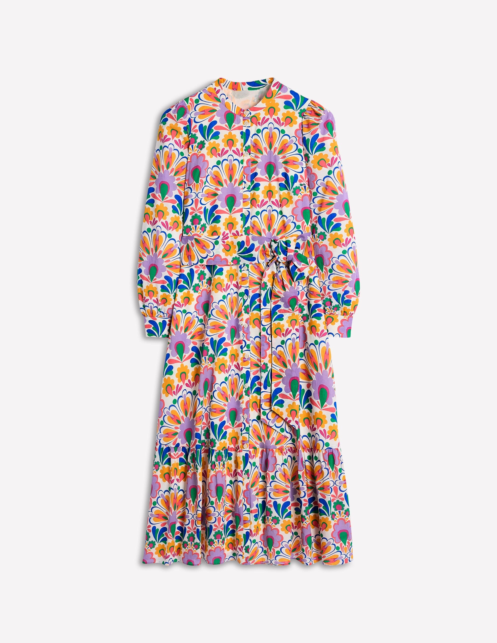 Mia Tiered Shirt Dress-Ivory,  Decorative Dandelion - Image 7
