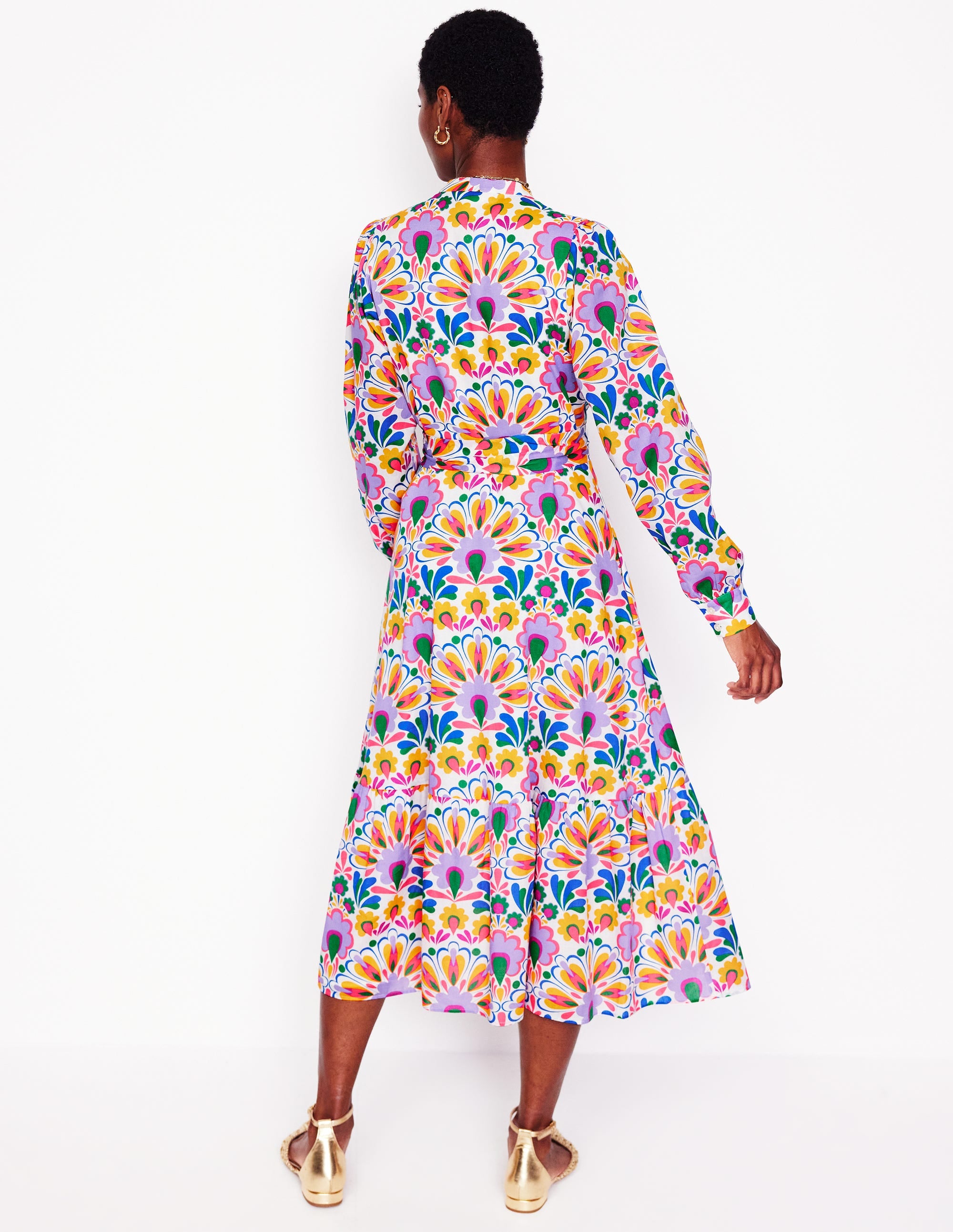 Mia Tiered Shirt Dress-Ivory,  Decorative Dandelion - Image 3