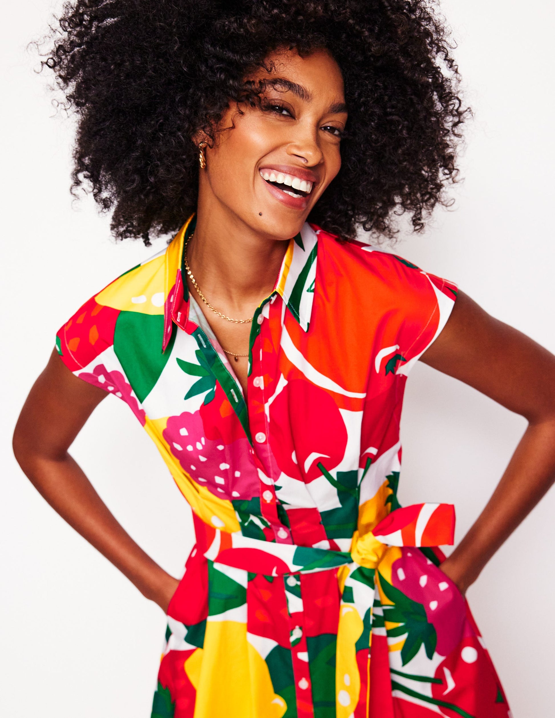 Rachel Cotton Midi Shirt Dress-Multi, Summer Fruits | Boden UK Rachel Cotton Midi Shirt Dress-Multi, Summer Fruits | Boden UK
