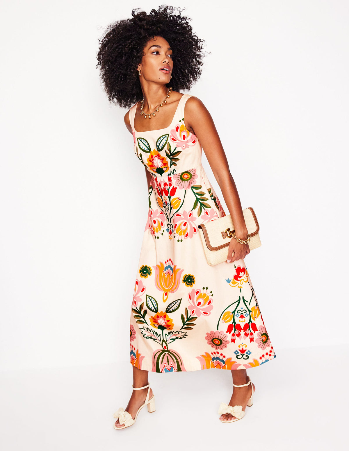 Square Fit & Flare Dress-Ivory, Tulip Fusion - Image 1