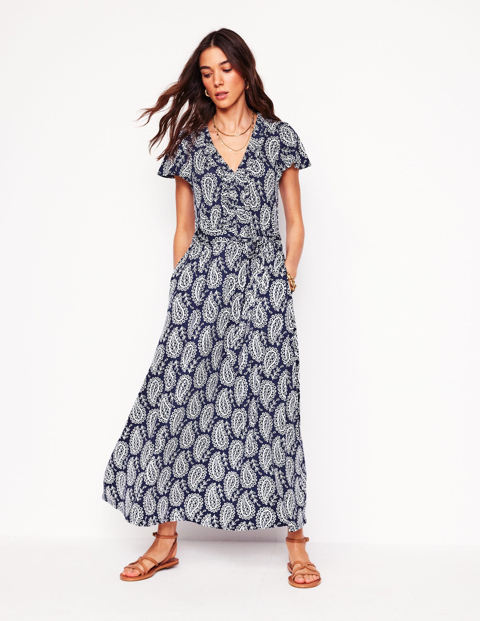 Nicola Jersey Tea Dress-French Navy, Paisley Heart | Boden UK Nicola Jersey Tea Dress-French Navy, Paisley Heart | Boden UK
