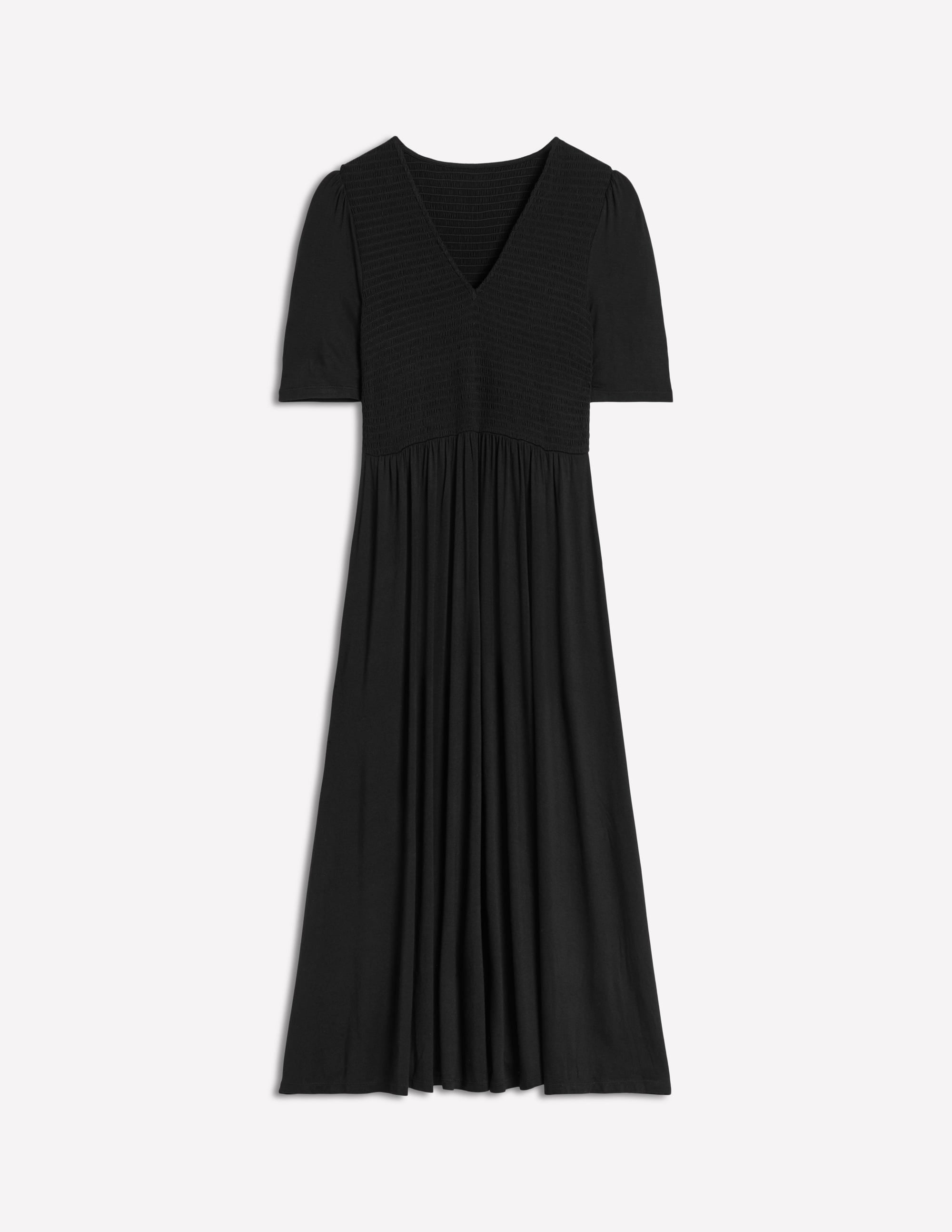 Bethany Smocked Jersey Dress-Black - Image 6