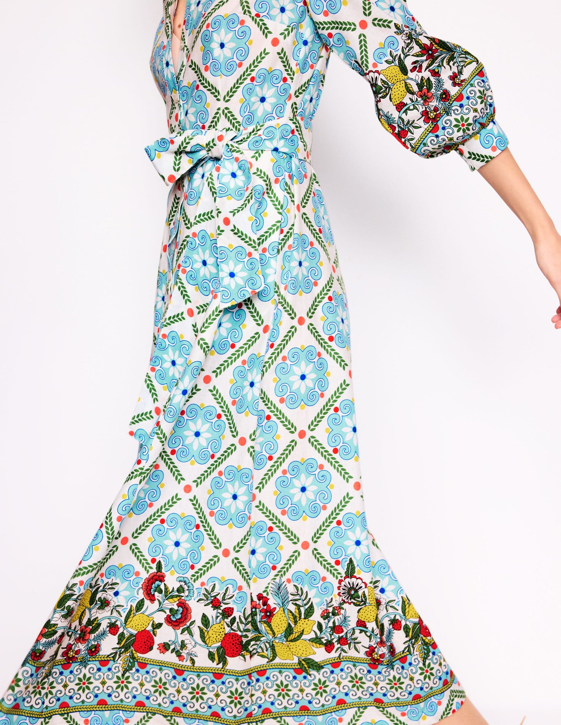 Clara Linen Blend Shirt Dress-Multi, Citrus Vine Tile | Boden AU Clara Linen Blend Shirt Dress-Multi, Citrus Vine Tile | Boden AU
