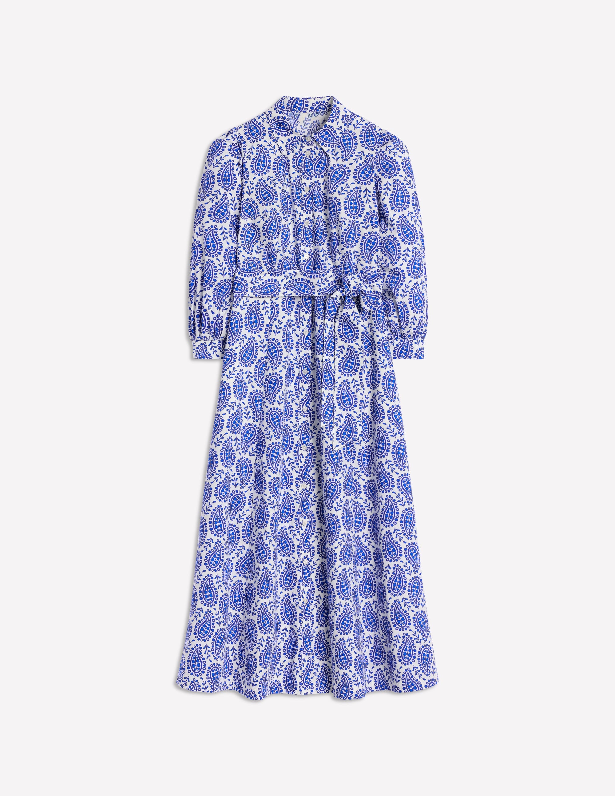 Clara Cotton Shirt Dress-Bright Blue, Paisley Heart - Image 7
