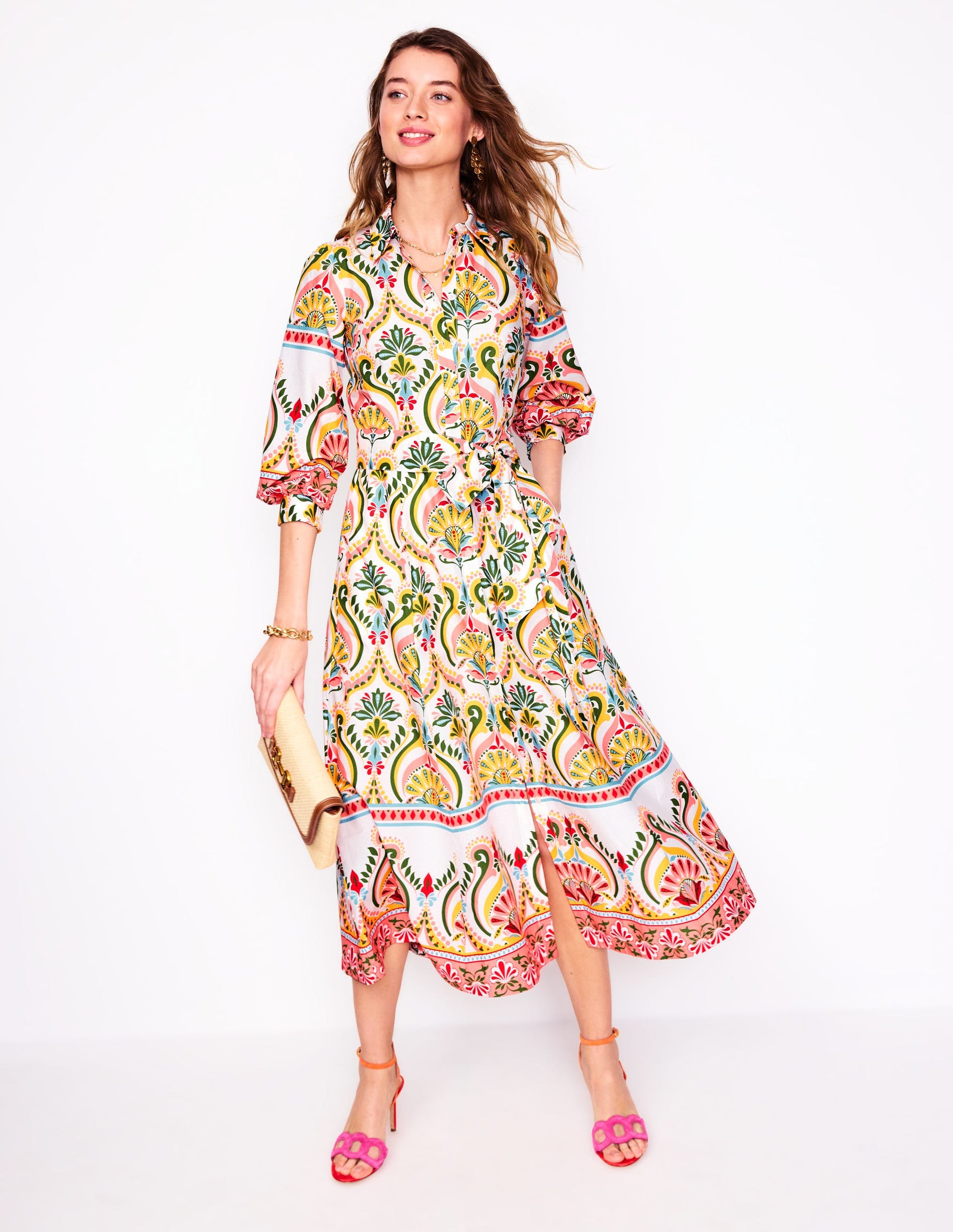 boden clara cotton shirt dress Clara Cotton Shirt Dress - Multi, Ornamental Floral