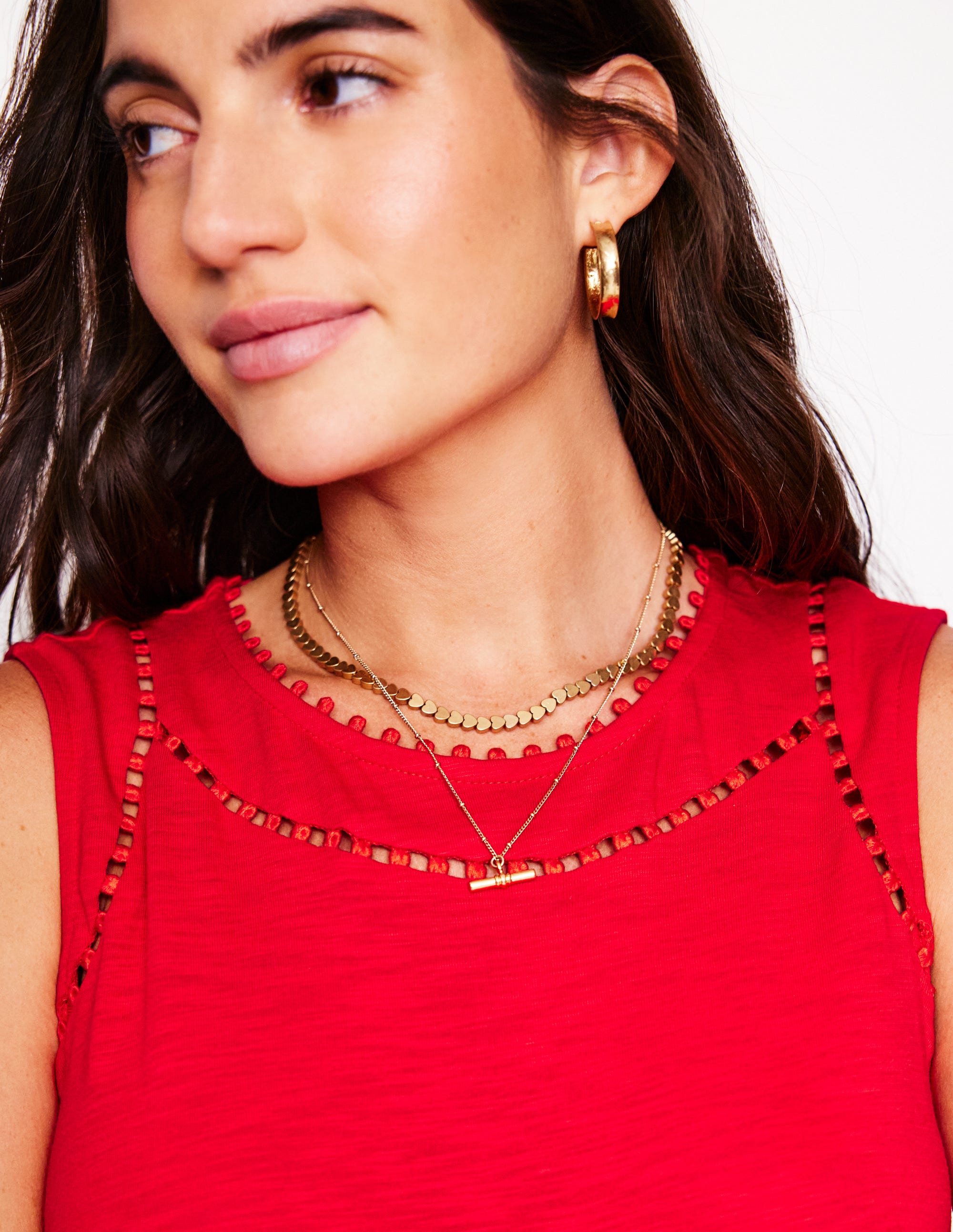 Mila Trim Tiered Jersey Dress-Poppy Red - Image 2