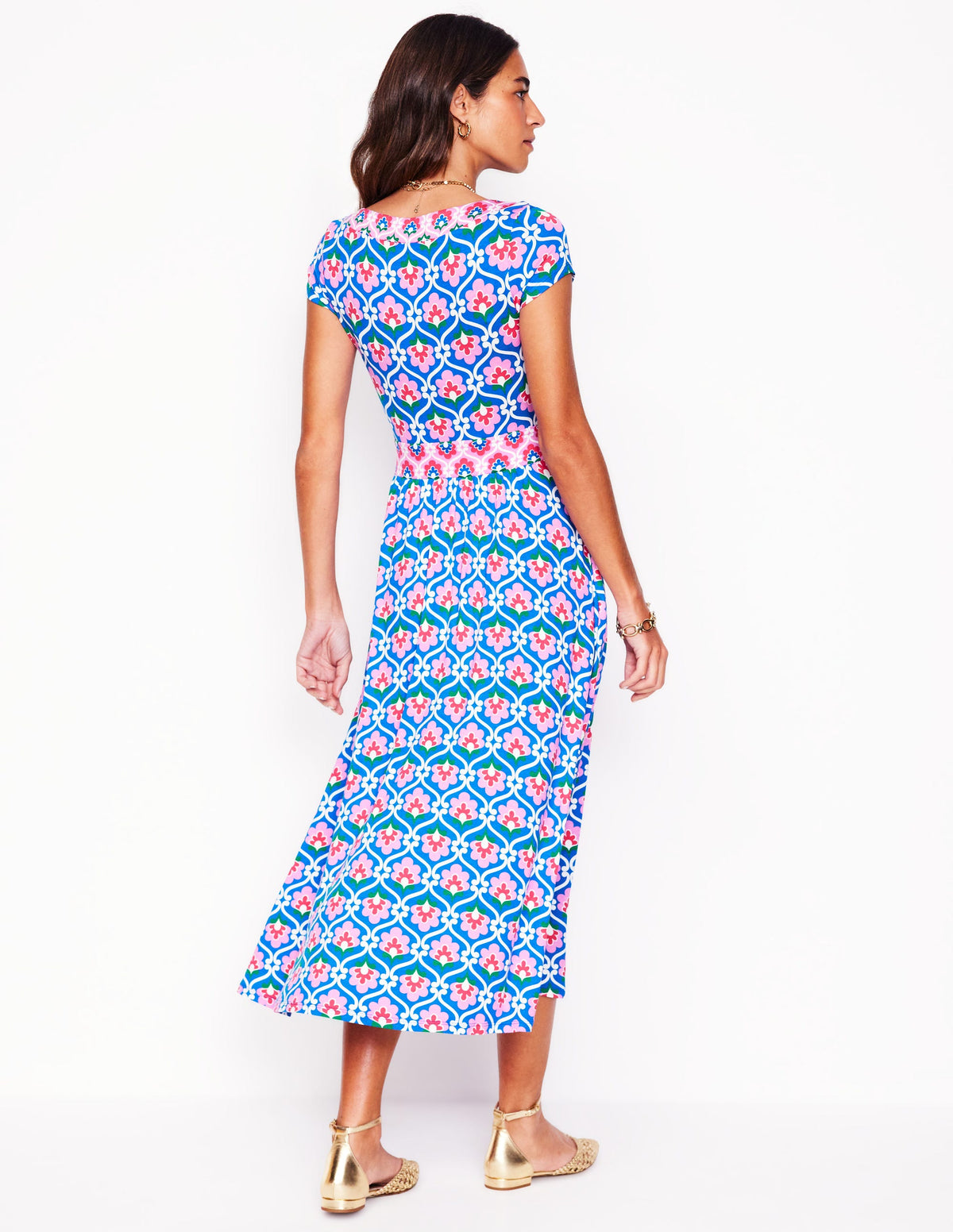 Melanie Jersey Midi Dress-Gallery Blue, Ivy Trellis - Image 3