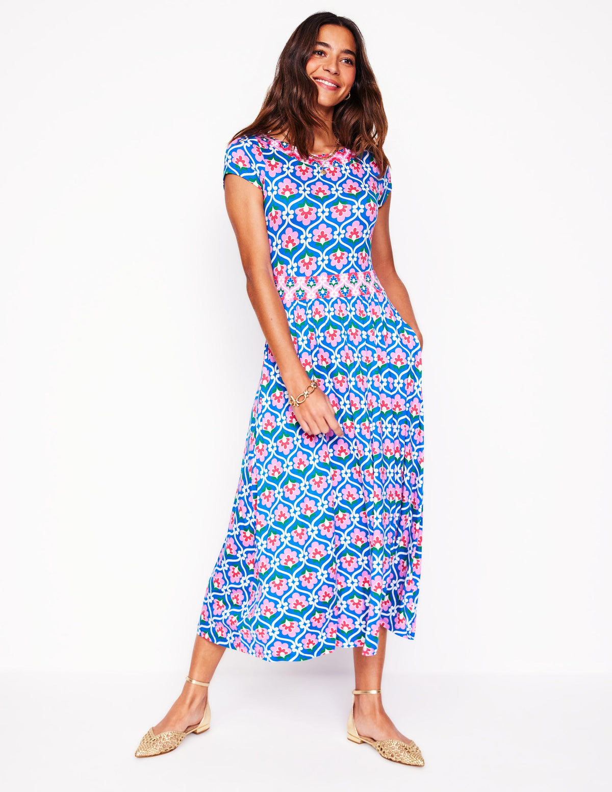 Melanie Jersey Midi Dress-Gallery Blue, Ivy Trellis - Image 4