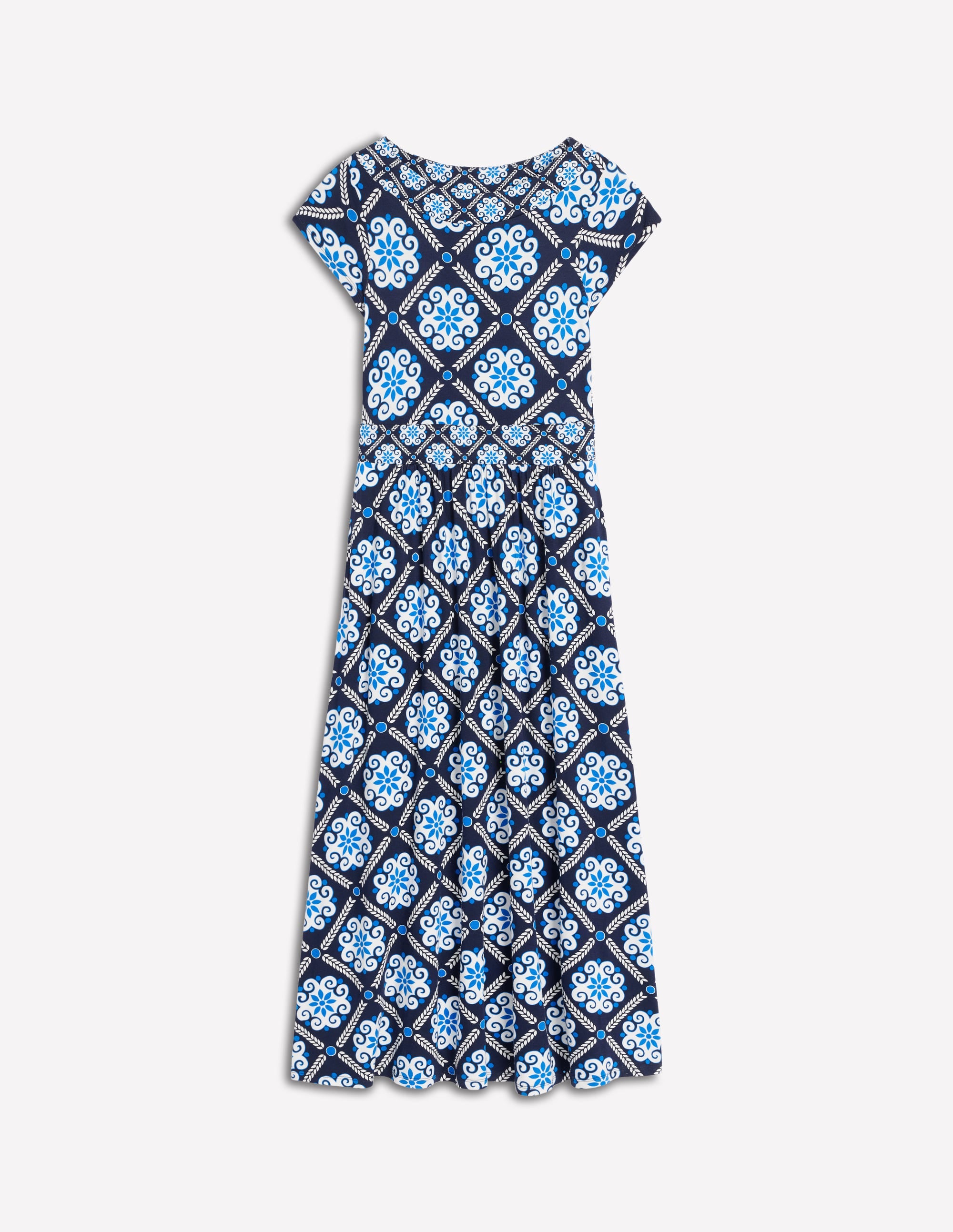 Melanie Jersey Midi Dress-French Navy, Baroque Tile - Image 5