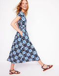 Melanie Jersey Midi Dress-French Navy, Baroque Tile