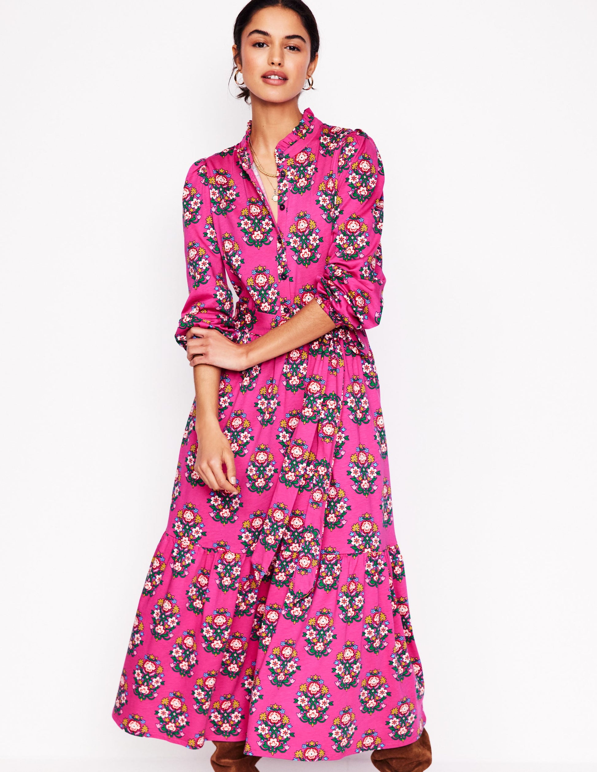 boden willow midi jersey dress Boden Willow Tiered Jersey Dress