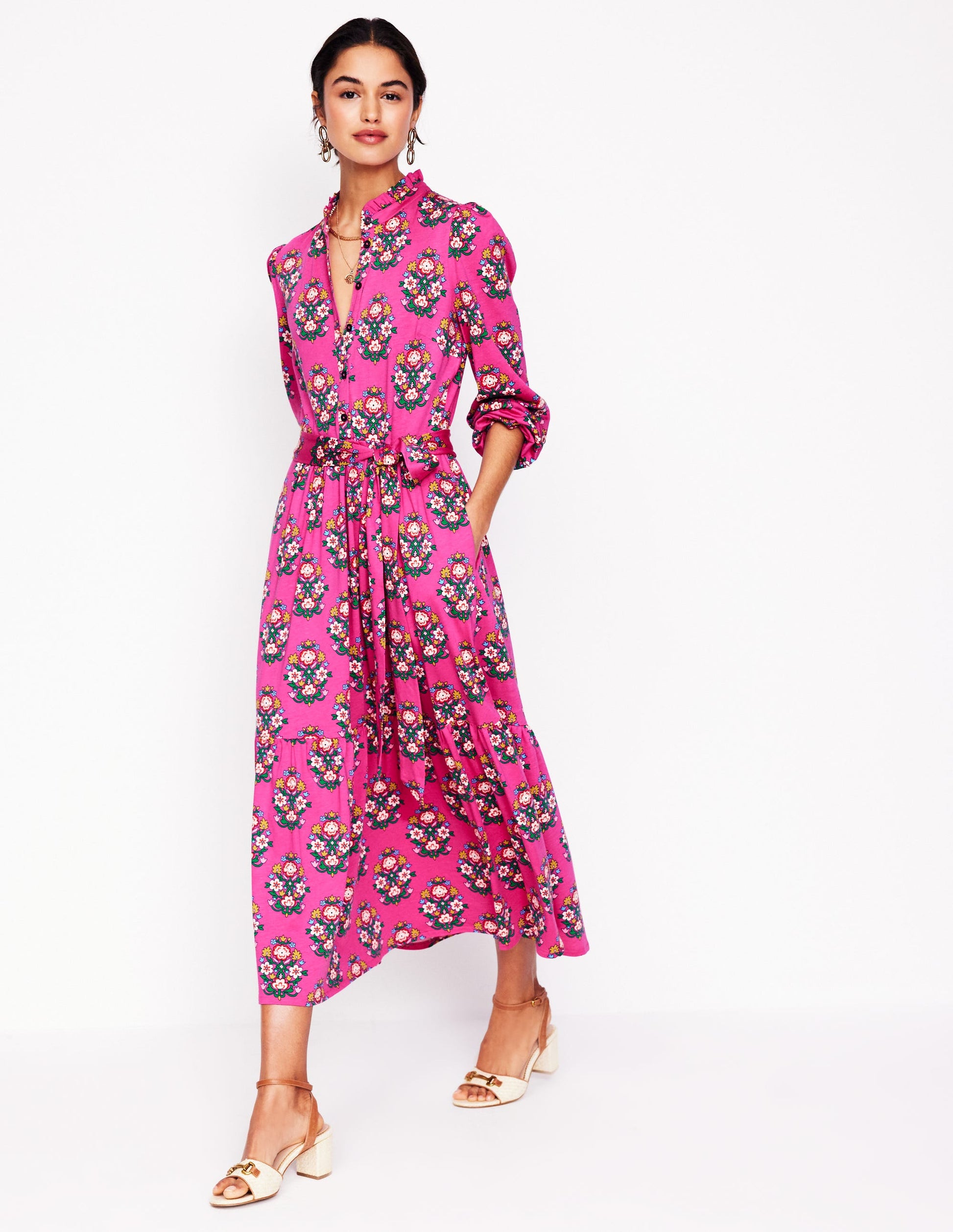 willow tiered jersey dress Willow Tiered Jersey Dress - Multi, Moroccan Diamond