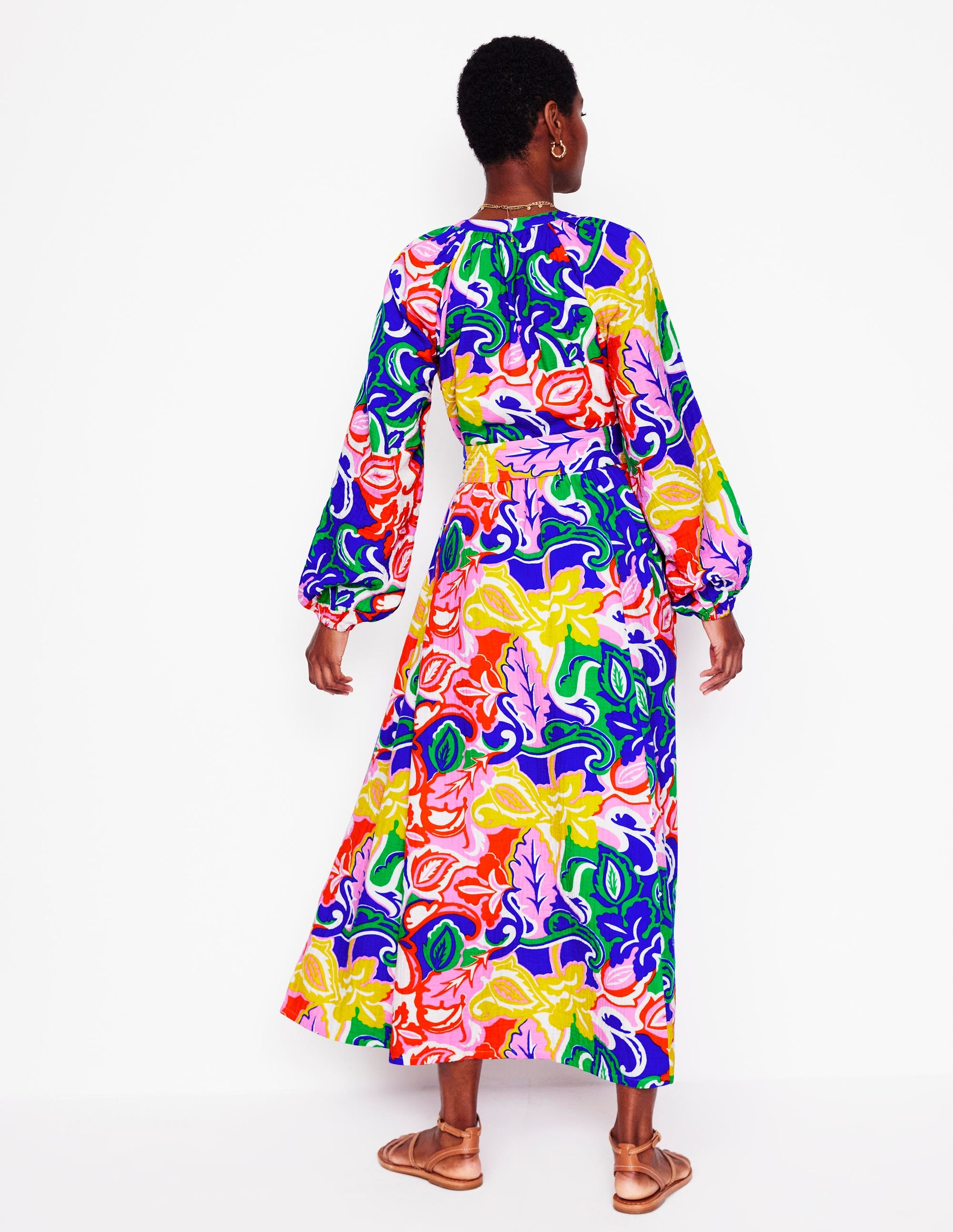 Faye Double Cloth Dress-Multi, Foliage Twirl - Image 3