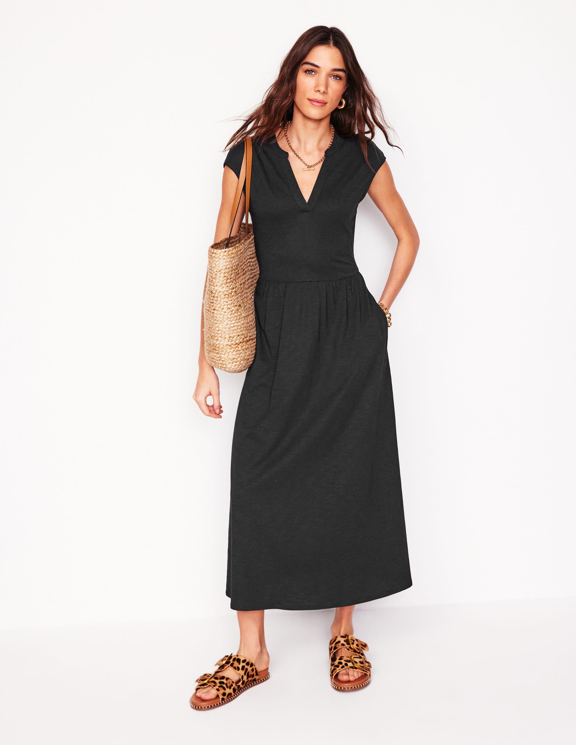 Chloe Jersey Midi Dress-Black - Image 1