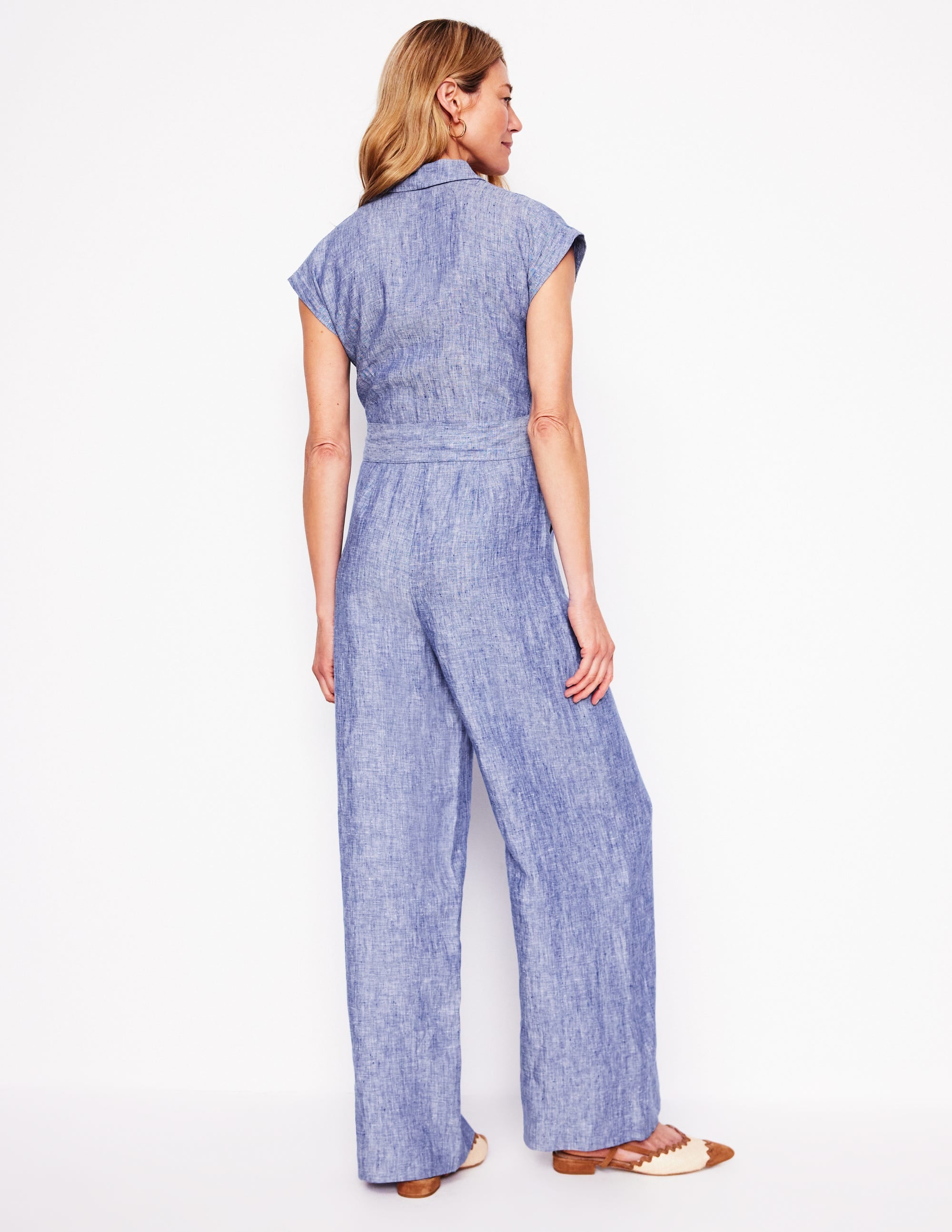 Colette Linen Jumpsuit-Authentic Blue Chambray - Image 3