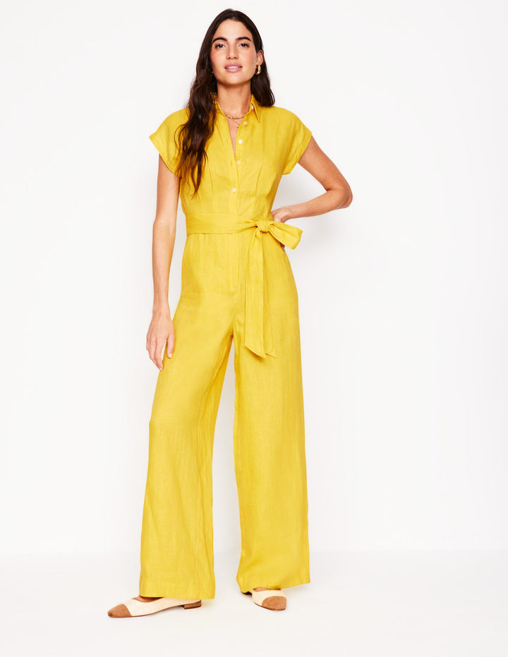 Colette Linen Jumpsuit-Pineapple Yellow