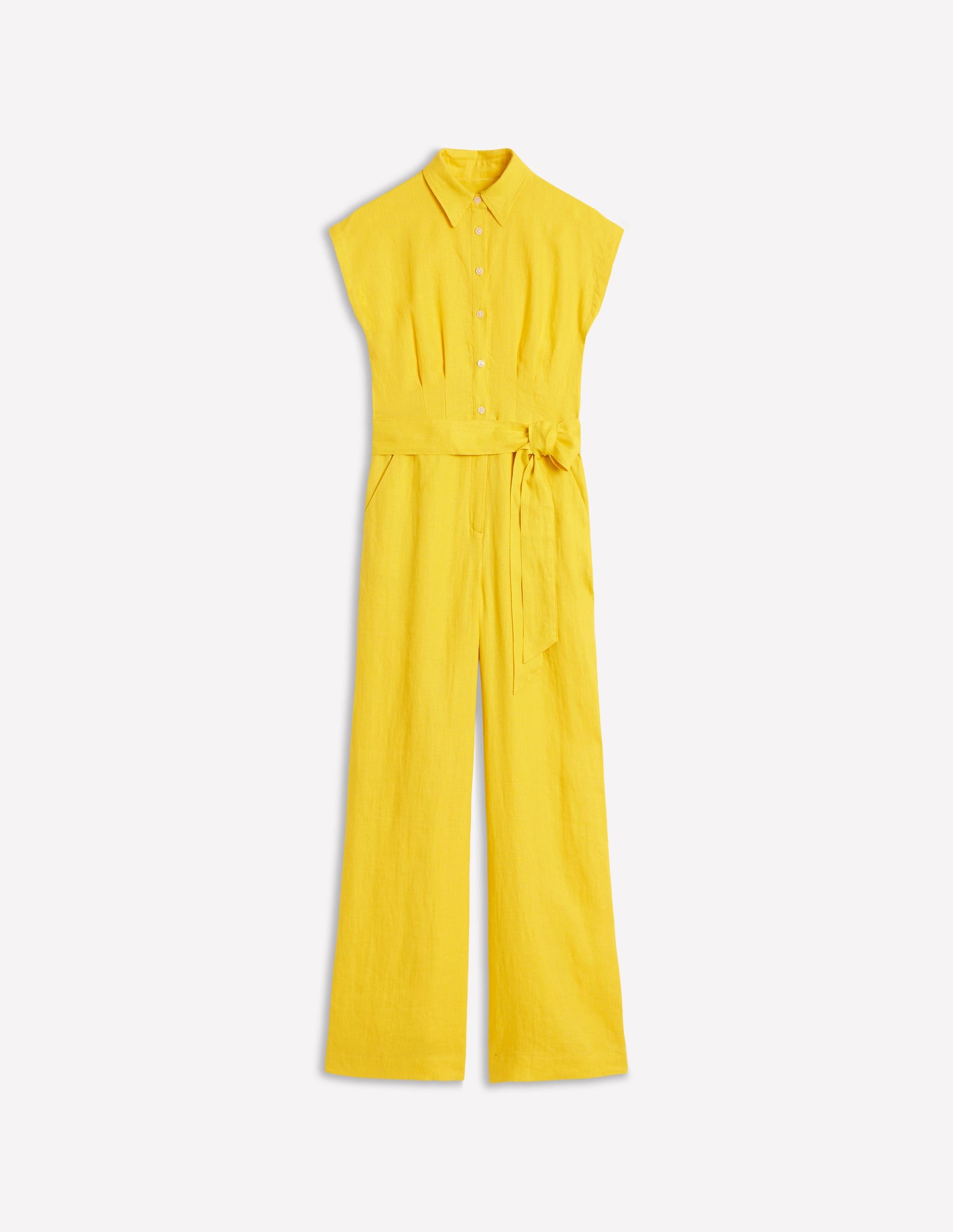 Colette Linen Jumpsuit-Pineapple Yellow Boden UK