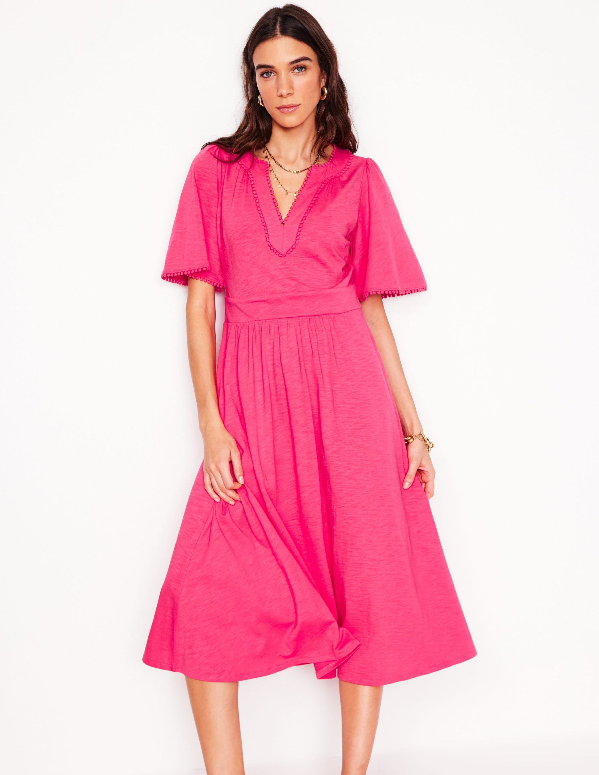 Maddie Trim Jersey Dress-Camelia Pink | Boden AU Maddie Trim Jersey Dress-Camelia Pink | Boden AU