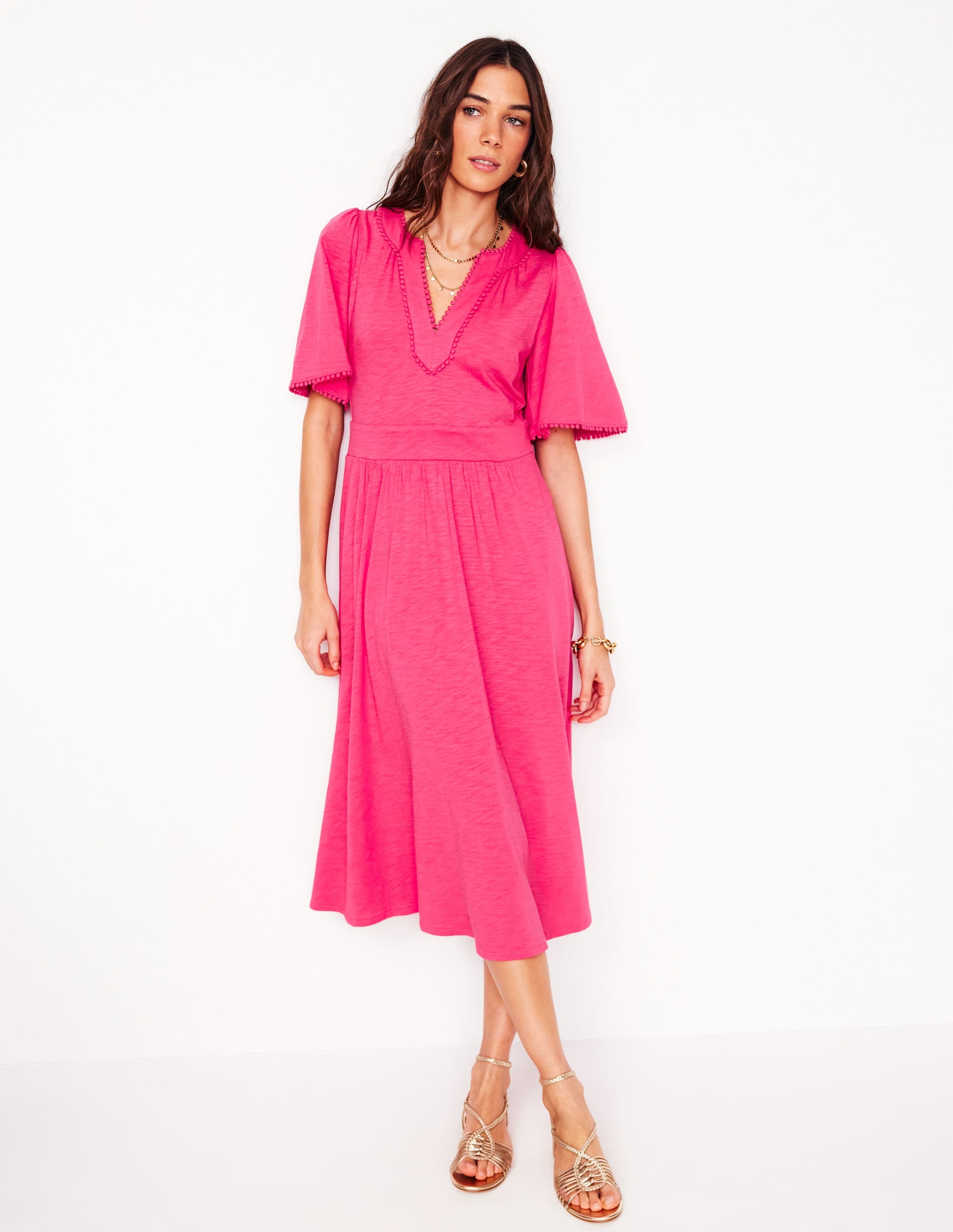 Maddie Trim Jersey Dress-Camelia Pink - Image 4