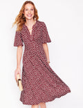 Maddie Trim Jersey Dress-Port and Ivory, Abstract Dot