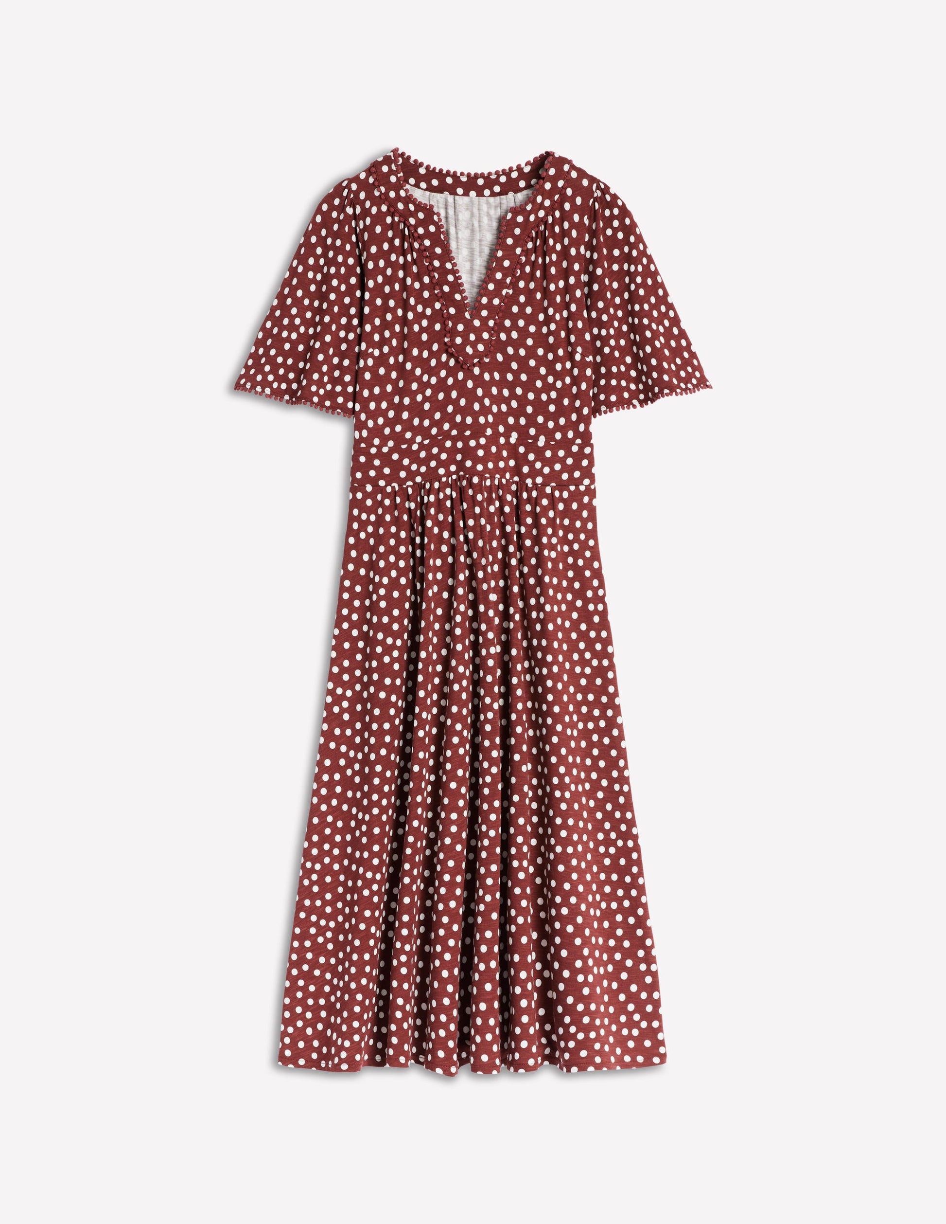 Maddie Trim Jersey Dress-Port and Ivory, Abstract Dot | Boden UK Maddie Trim Jersey Dress-Port and Ivory, Abstract Dot | Boden UK