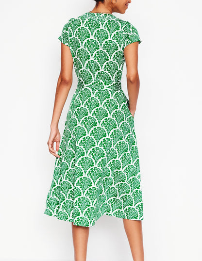 Sara Jersey Shirt Dress-Rich Emerald, Blossomy-3