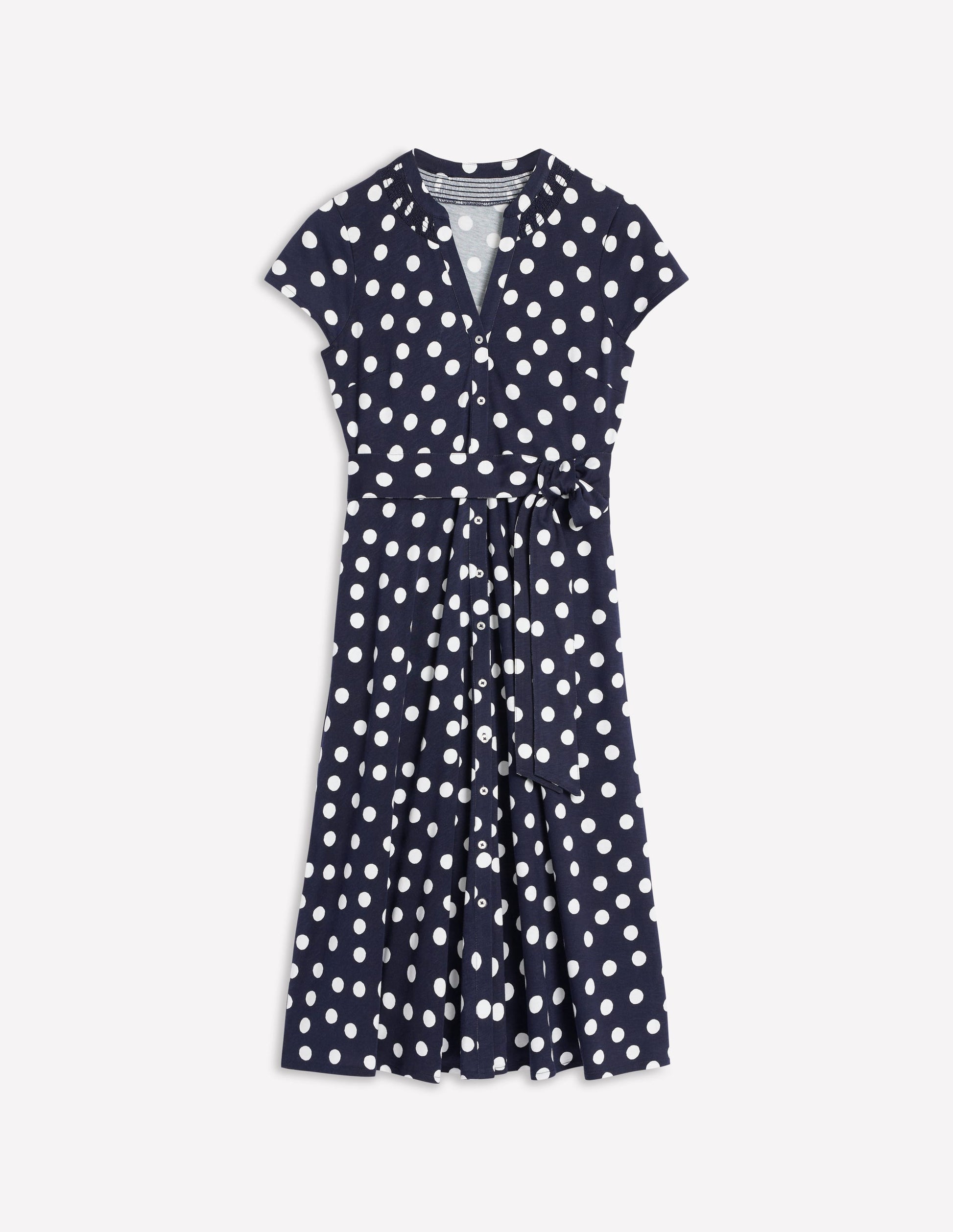 Sara Jersey Shirt Dress-French Navy, Abstract Dot-5