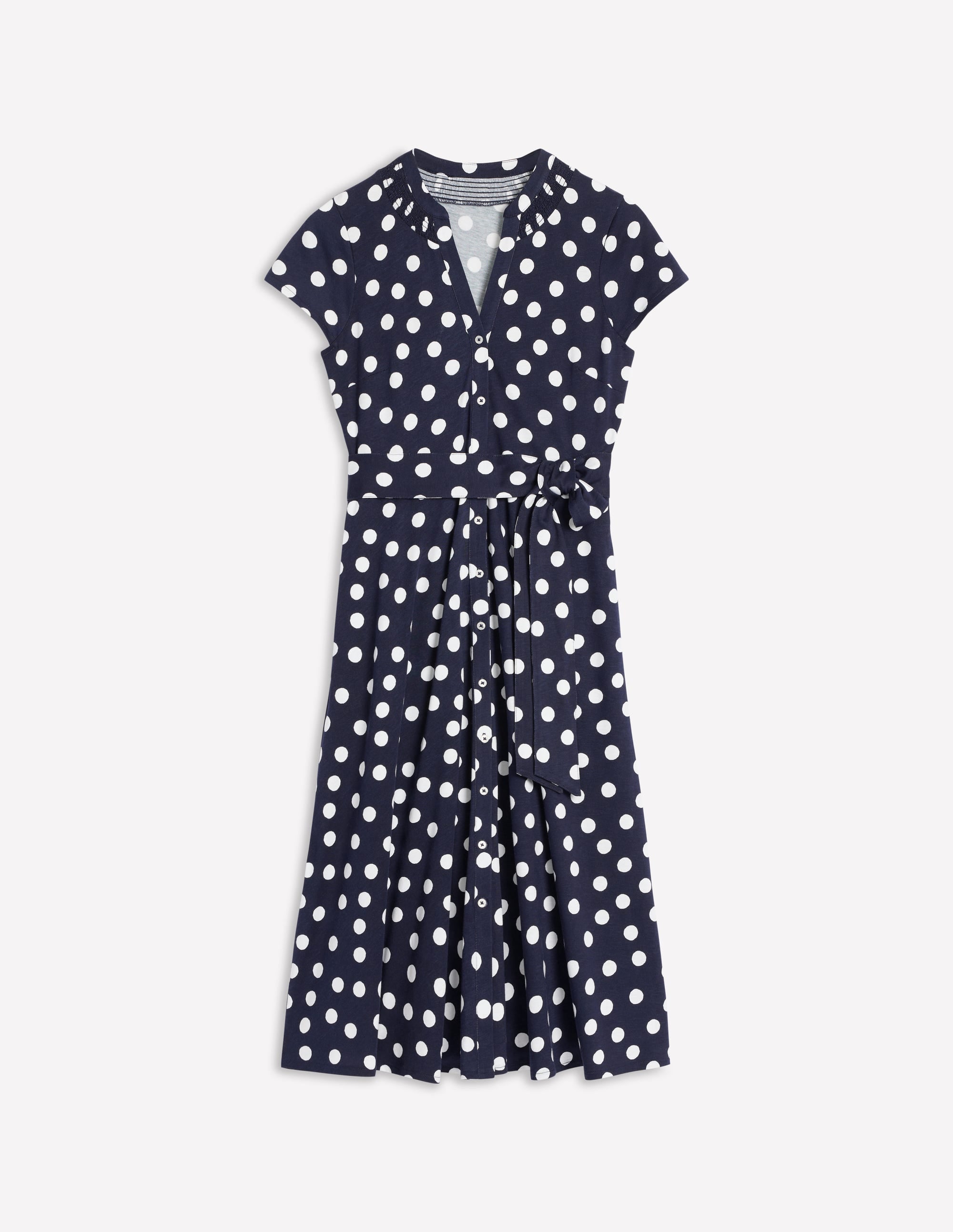 Sara Jersey Shirt Dress-French Navy, Abstract Dot - Image 5