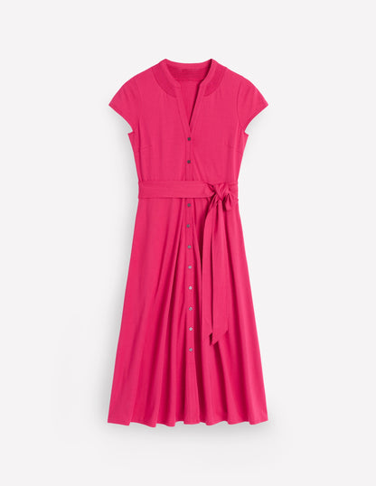 Sara Jersey Shirt Dress-Cherry Jam-5