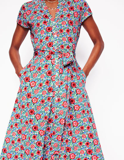 Sara Jersey Shirt Dress-Multi, Foliage Scatter-3