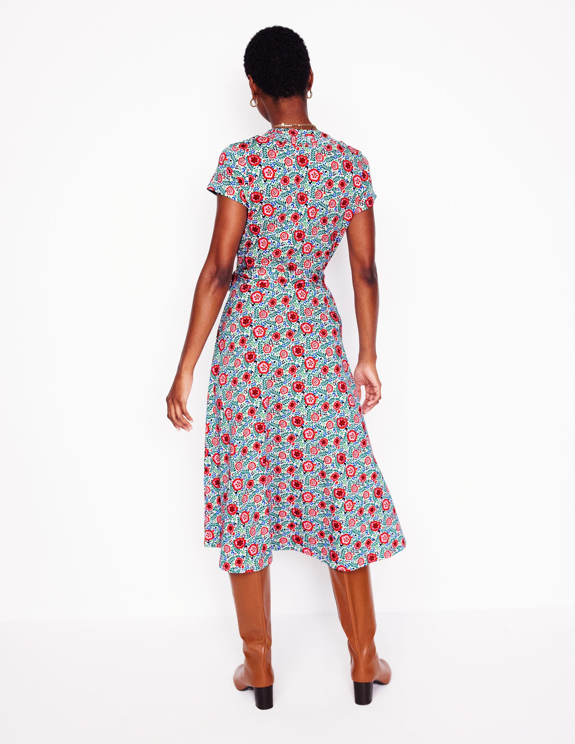 Sara Jersey Shirt Dress-Multi, Foliage Scatter-2