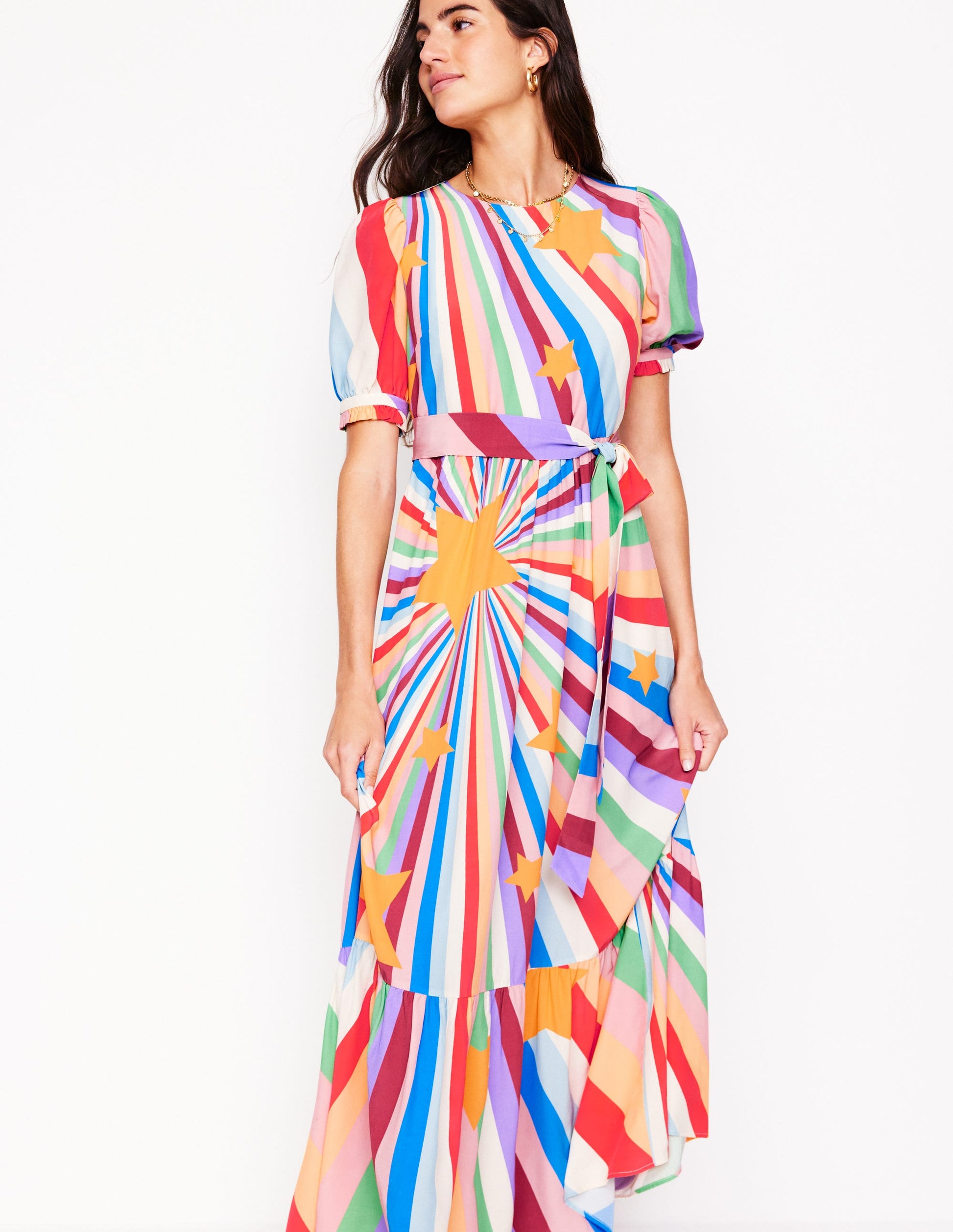 Blouson Crew Neck Dress-Multi, Supernova-5
