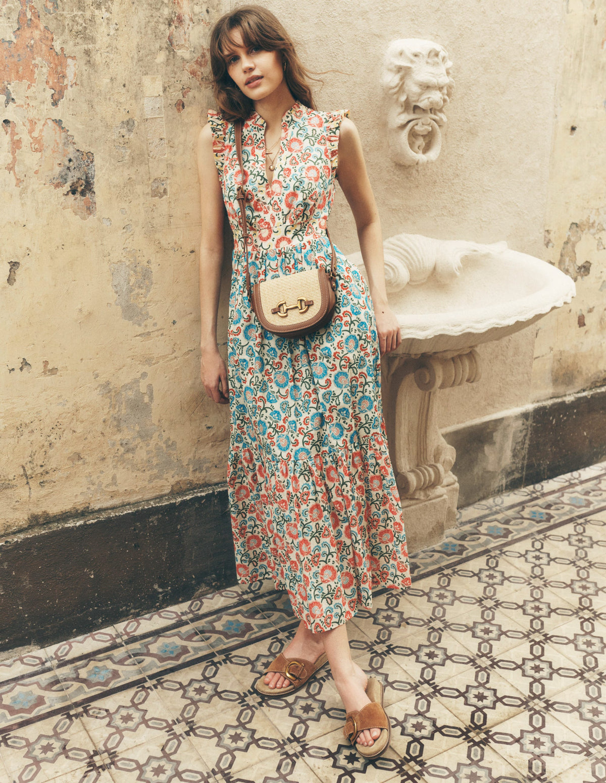 Wren Tiered Midi Dress-Ivory, Garden Vine - Image 5