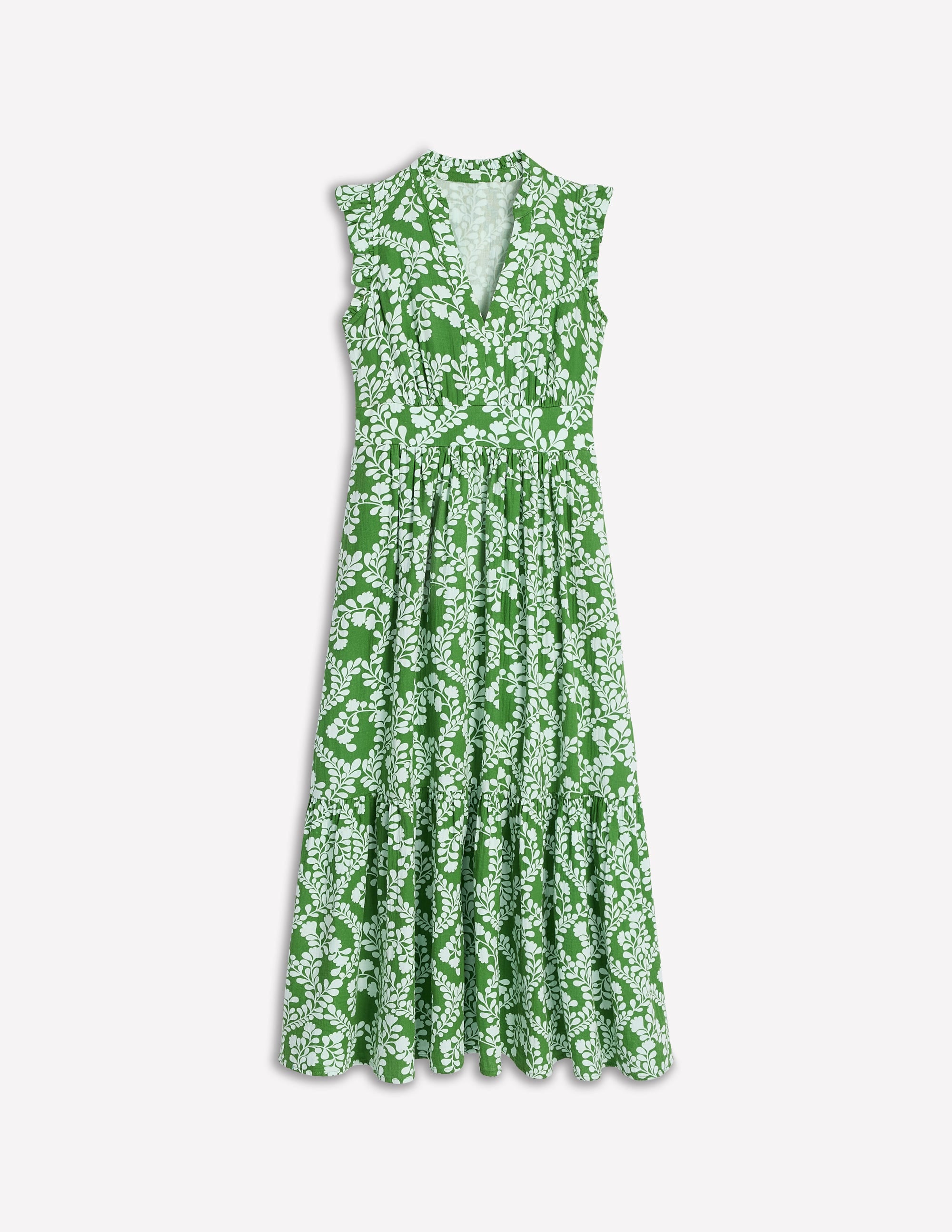 Wren Double Cloth Midi Dress-Paradise Green,Vine Silhouette - Image 5