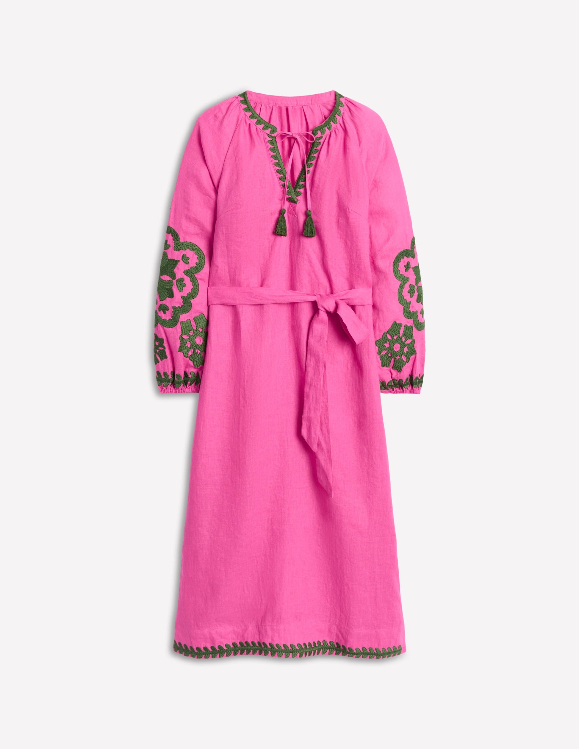 Embroidered Linen Tassel Dress-Sorbet Pink | Boden UK Embroidered Linen Tassel Dress-Sorbet Pink | Boden UK