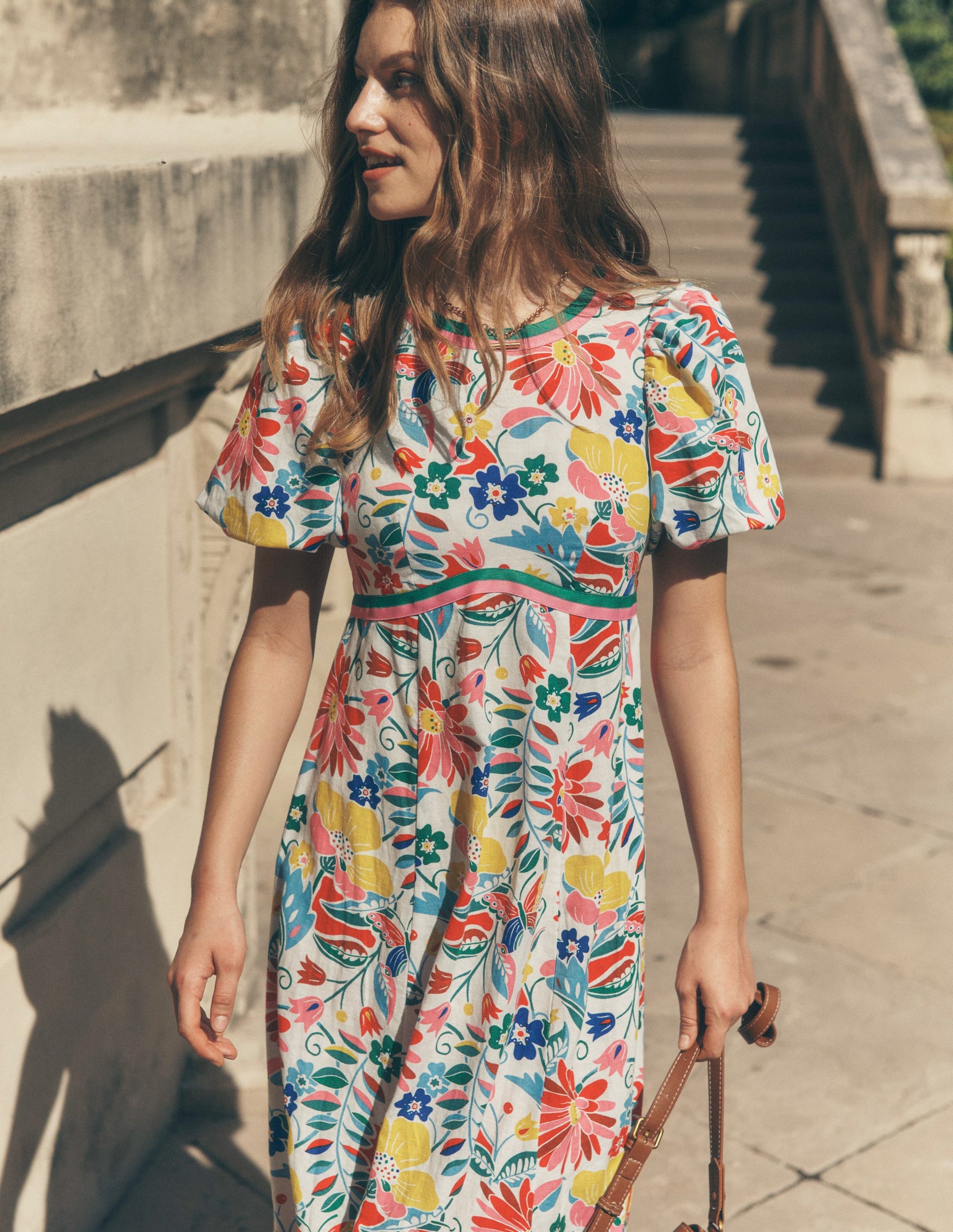 Empire Linen Tea Dress-Multi, Wildflower Trail | Boden UK Empire Linen Tea Dress-Multi, Wildflower Trail | Boden UK