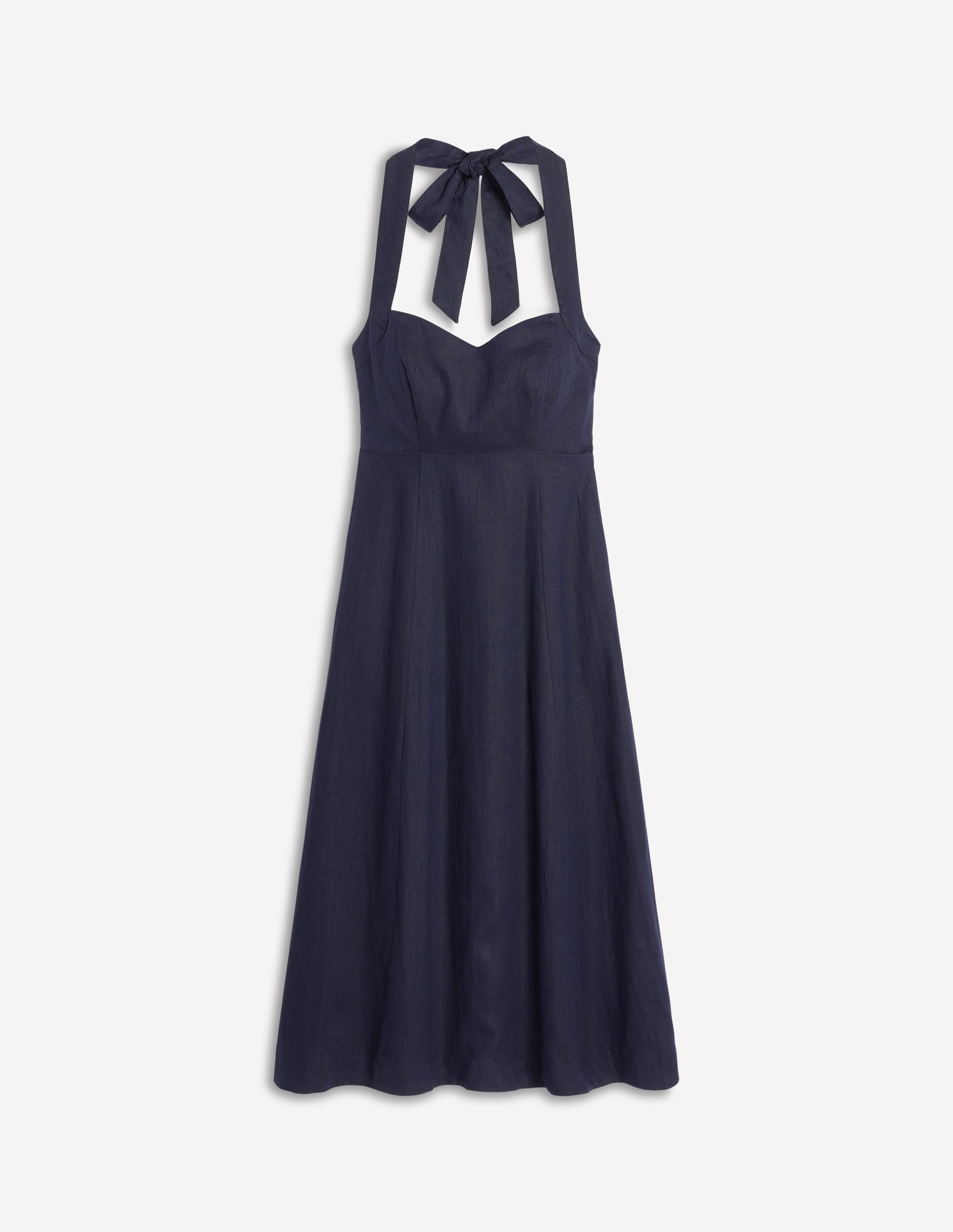 Halter Linen Dress-Navy - Image 5