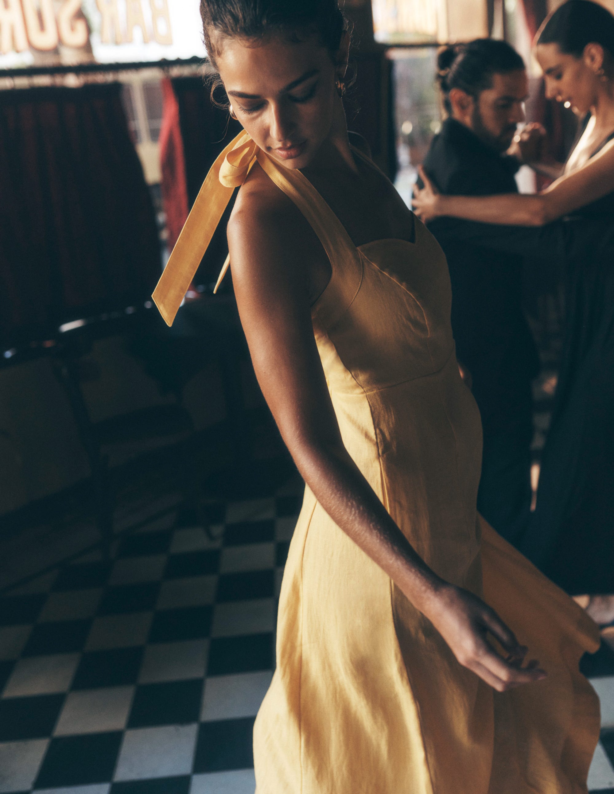 Halter Linen Dress-Buttermilk Yellow - Image 5