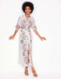Ruby Linen Blend Shirt Dress-White Embroidery